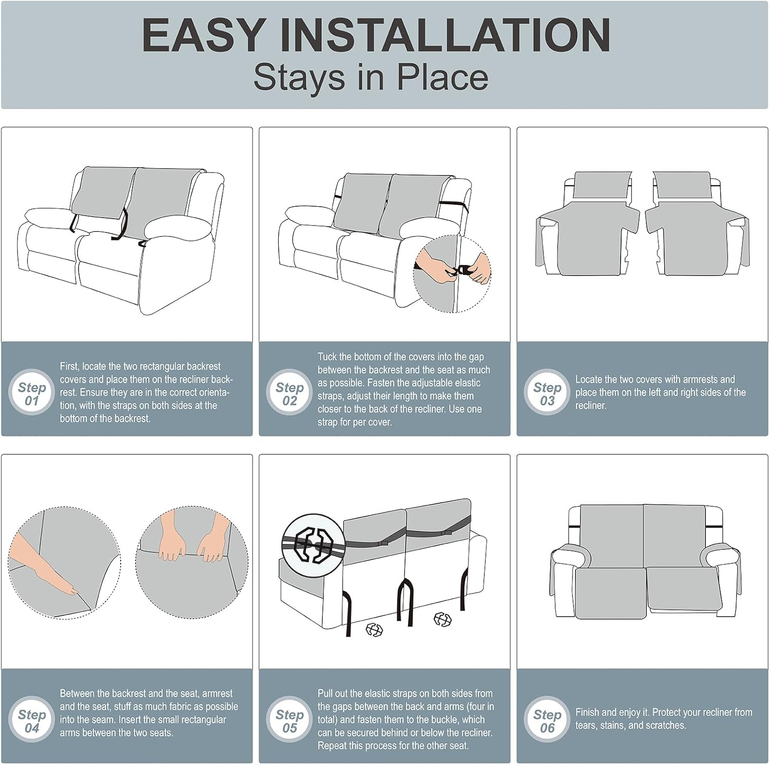 Genina Waterproof Loveseat Recliner Cover Non-Slip, Sofa Cover for Reclining Couch 2 Seat, Washable Couch Cover Loveseat Furniture Protector Cover for Pets Dogs Kids (Camel, Recliner Loveseat) image number 3