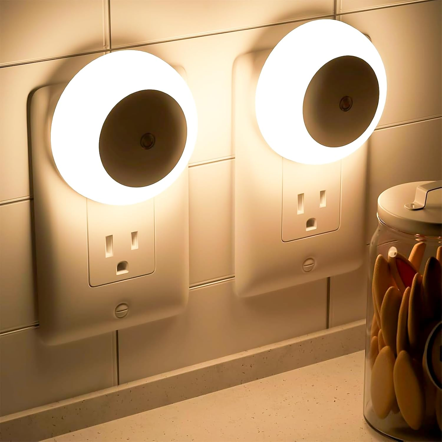 2 Pack LED Plug-In Night Light | Warm White Eye-Friendly Soft Light | Low Energy for Bedroom Kitchen Stairs Kids' Room image number 5