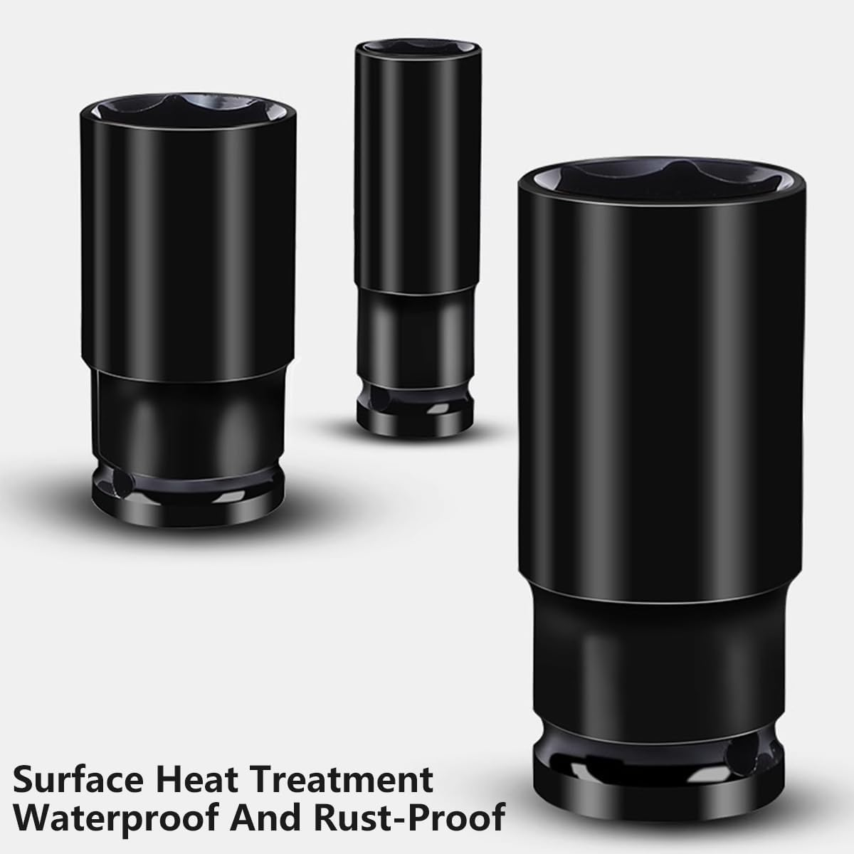 AIMALL 10PCS 1/2 Inch Deep Impact Socket Set, 10-24Mm CR-V Hex Sockets, Radius Corner Design, Heavy Duty Black Oxide Wrench Kit for Auto Repair & Maintenance image number 3