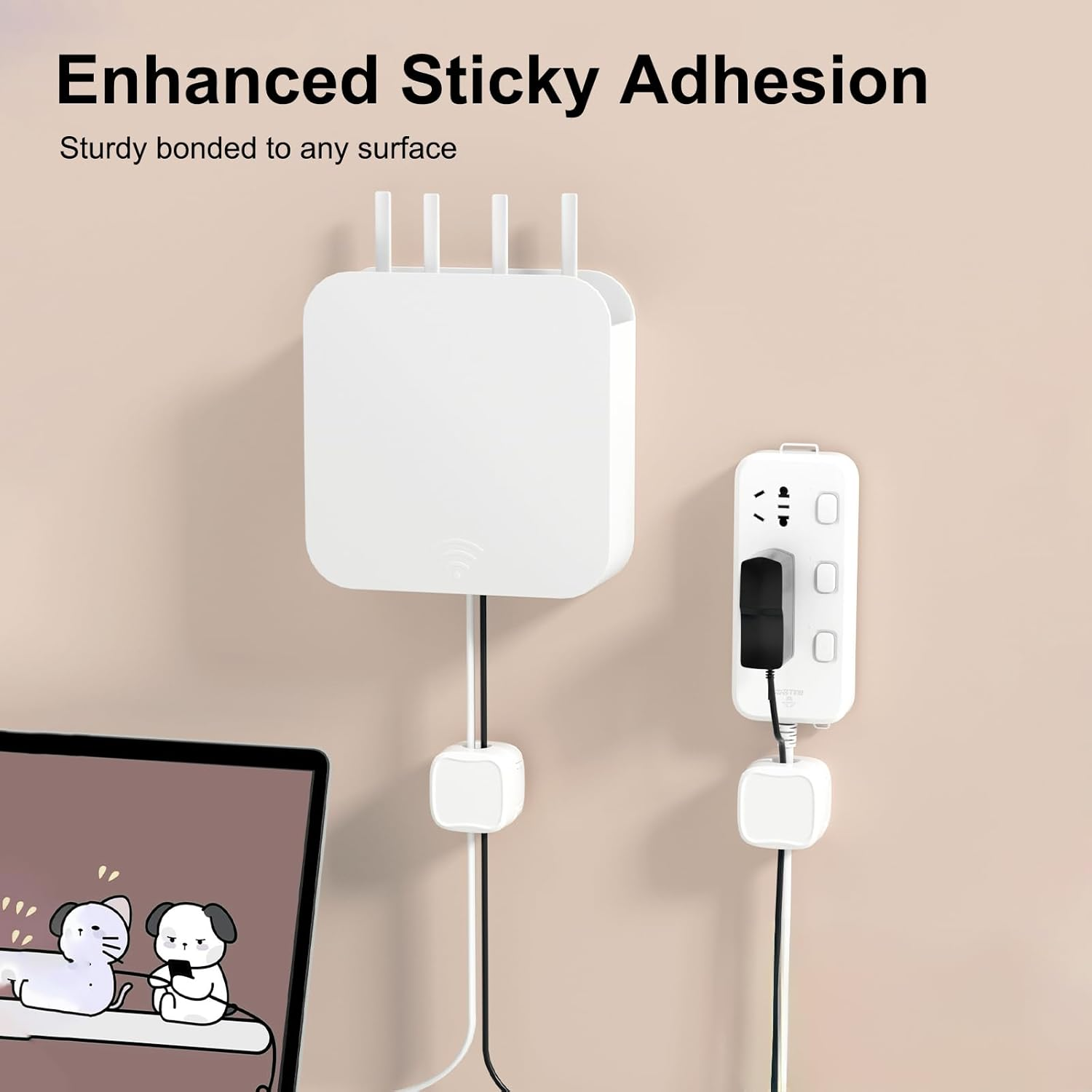 Magnetic Cord Organizer,8Pcs Cable Clips,Self Adhesive under Desk Cable Management,Cable Organizer Cable Holders for Desk, Nightstand,Phone Charger,Computer,Home,Office,Car (White) image number 6