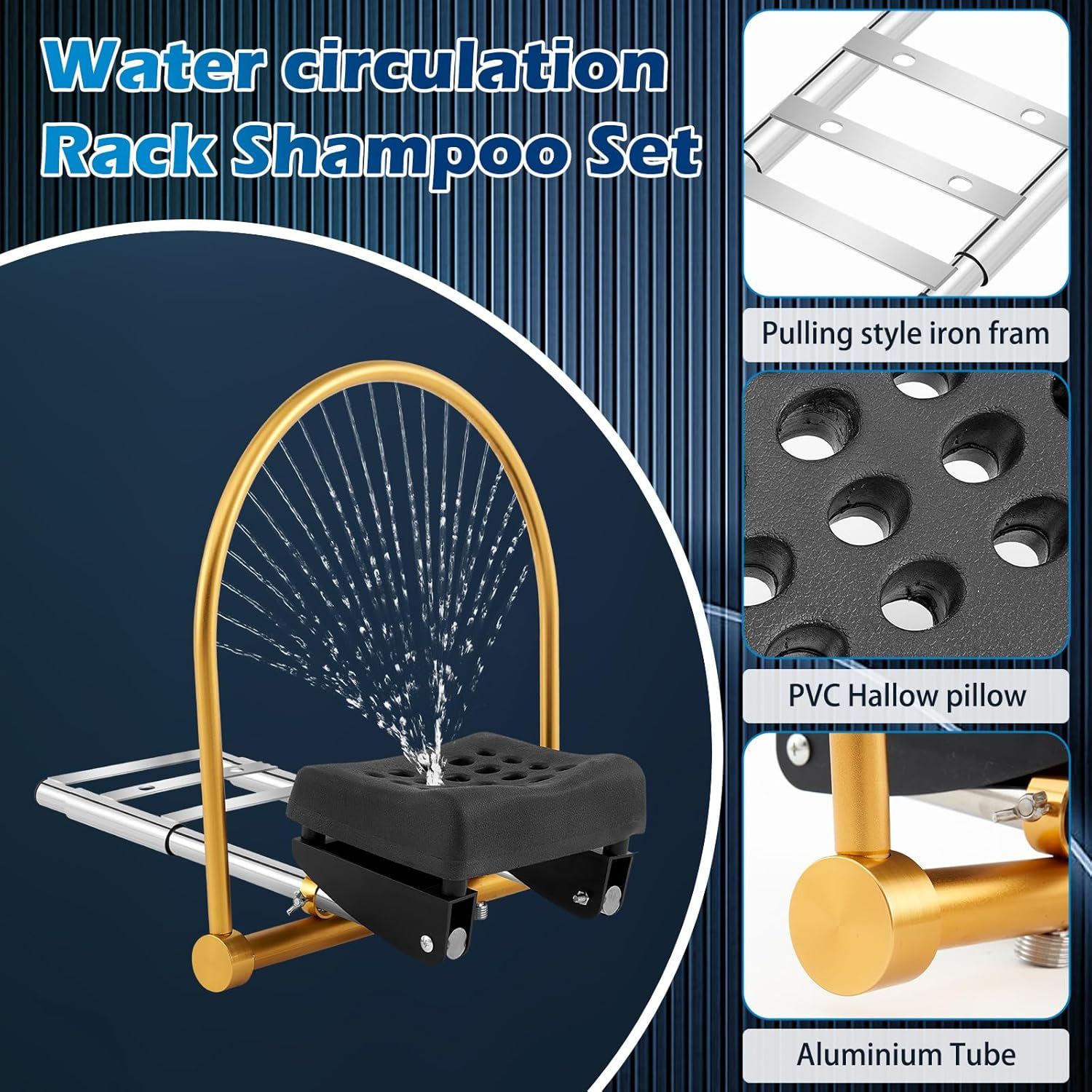 Colingmill Water Circulation Frame with Pillow Head Spa Equipment Frame Water Circulation Rack Shampoo Bed Accessories for Hair Treatment Fumigation Salon Barber Shop image number 2