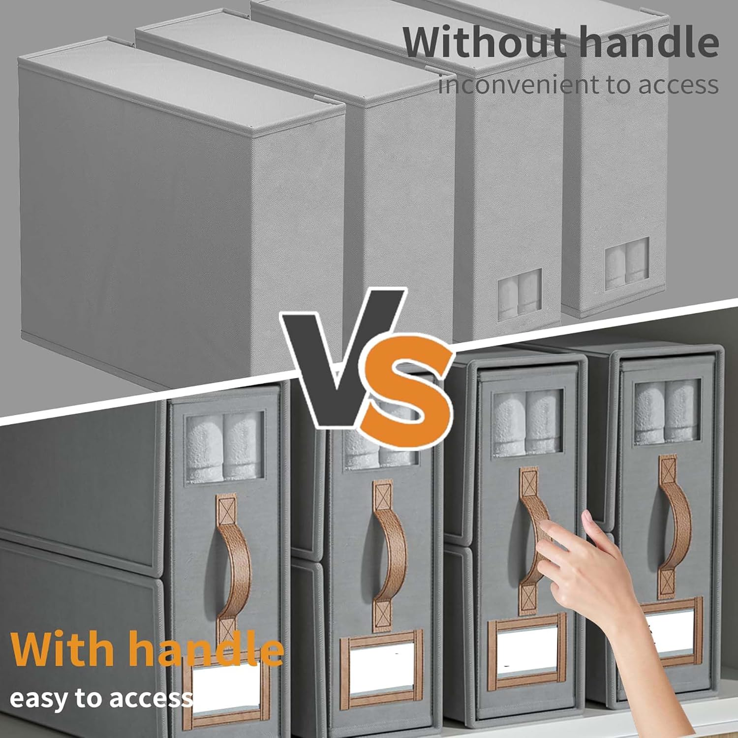 4 Pack Bed Sheet Organisers Box with Windows Foldable for Closets Wardrobe and Home Linen Storage (Grey)