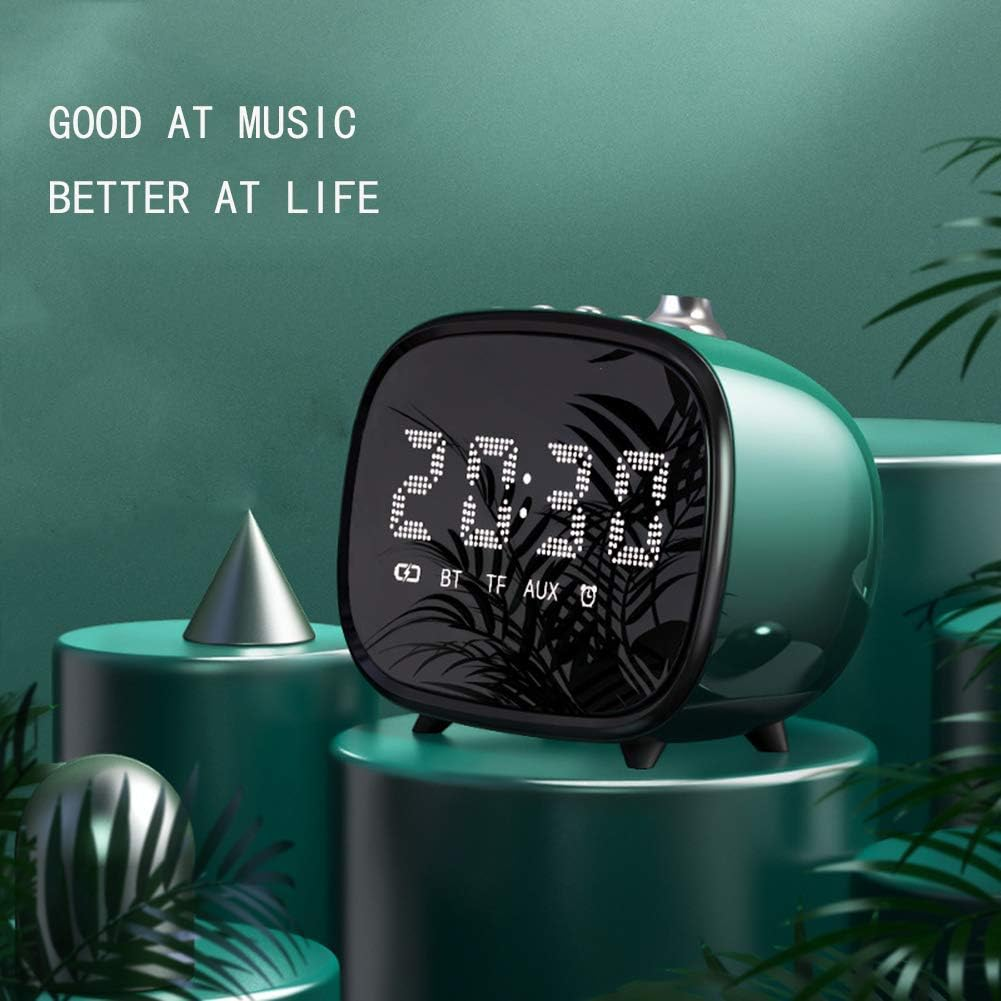 Bluetooth Speaker, Alarm Clock Speaker Bedside, LED Display Time, Hands-Free Calling, AUX, Long Battery Life,Tf, Simple Hifi Bass Button image number 3