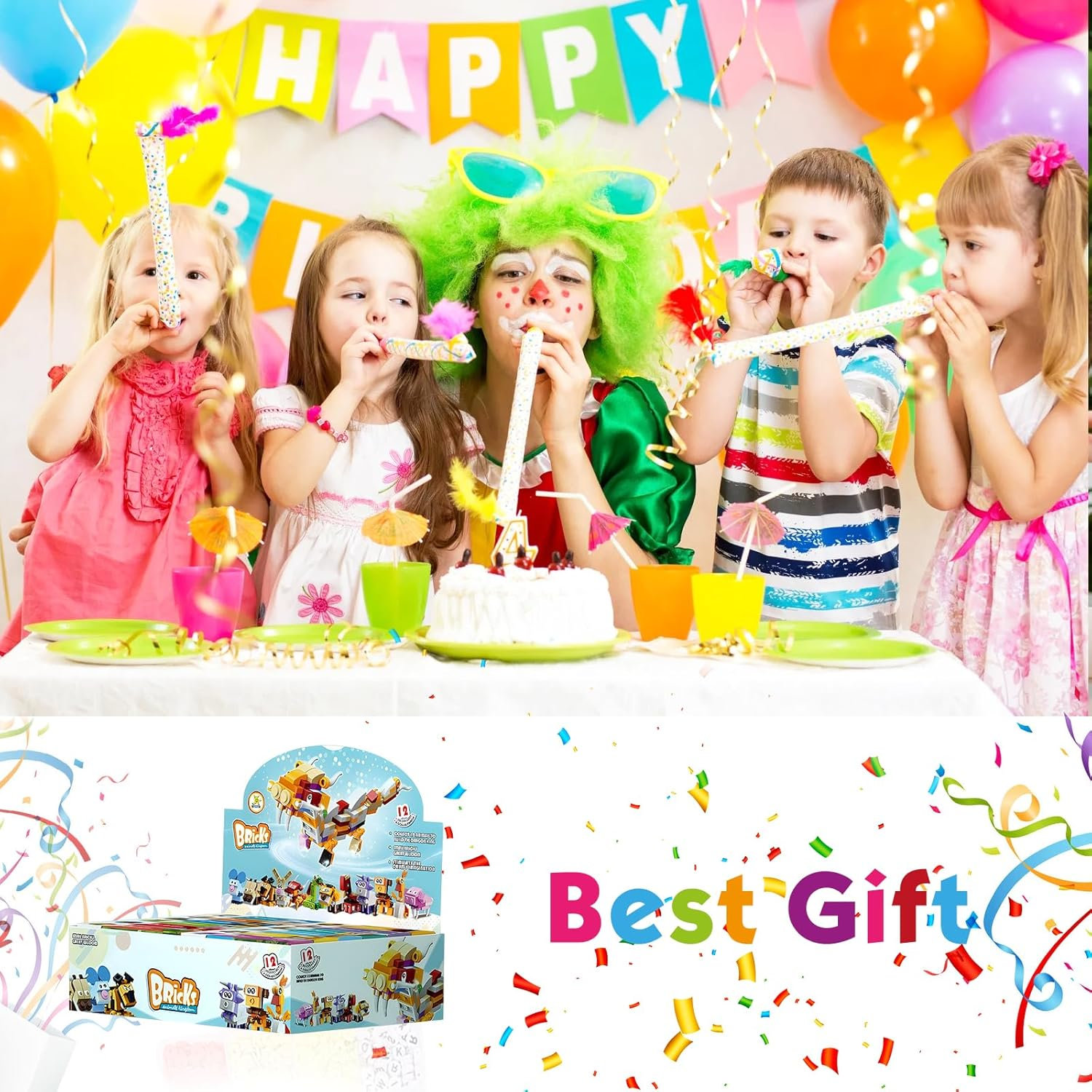 12PCS Party Favors for Kids, Mini Animal Building Blocks ,Building Sets Stem Toys , Assorted Building Blocks Sets for Birthday Party Gift,Goodie Bags, Prize,Cake Topper image number 3