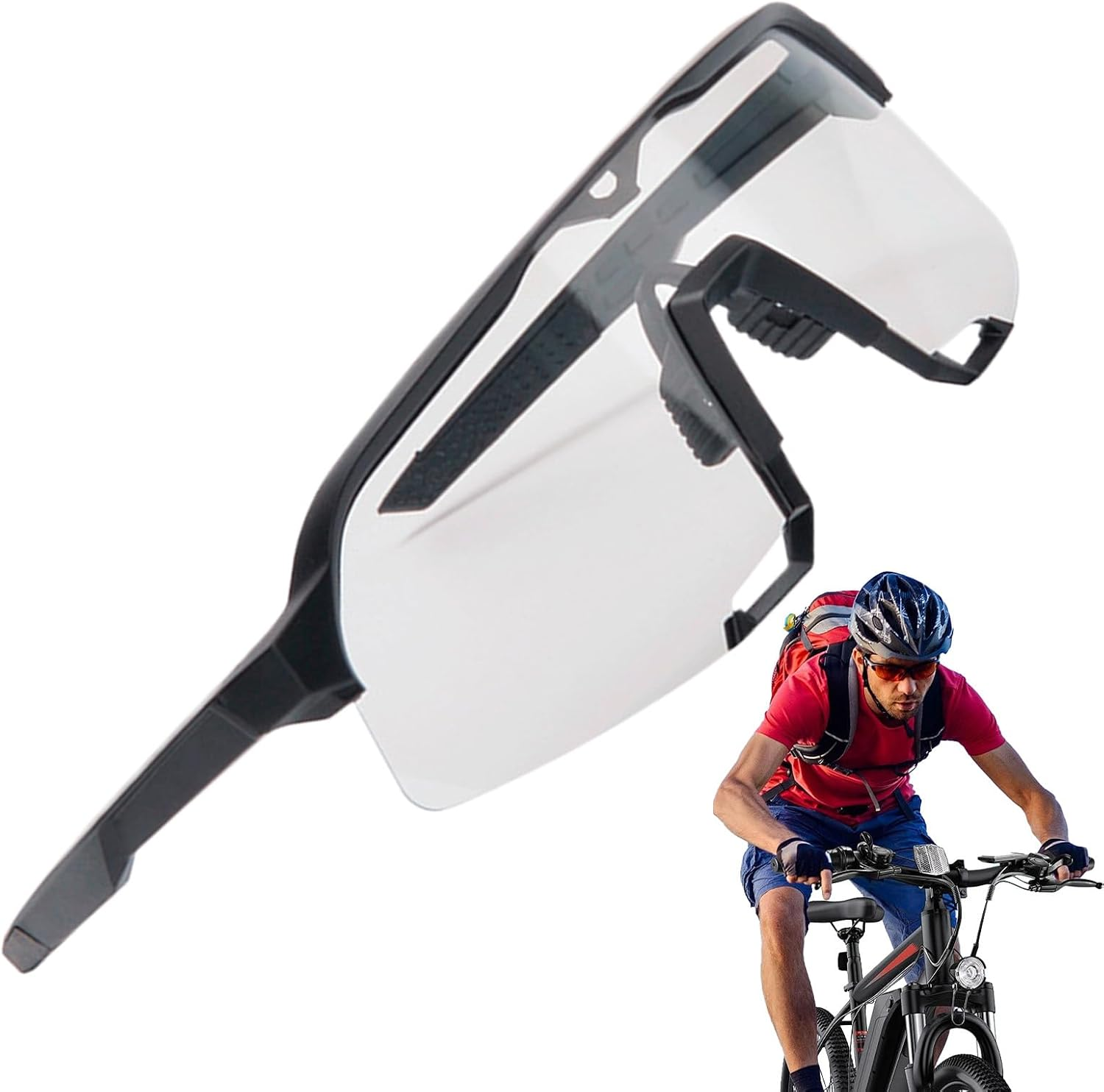 Photochromic Sunglasses,Road UV Protection Glasses | Men Women Eyewear Frame for Running Daily Hiking Sports Outdoor Mountain Fishing Driving - Blue image number 6