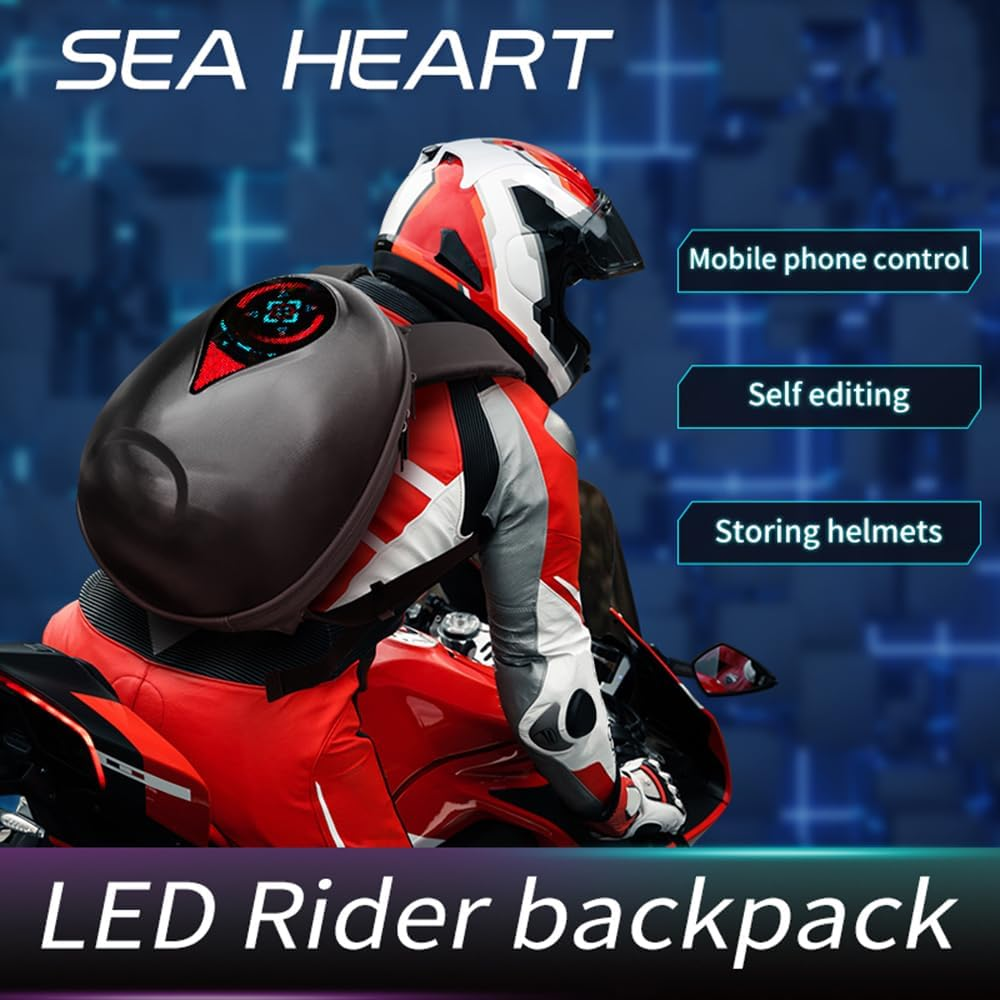 Two Shoulder Bag, LED Backpack Riding Backpack Motorcycle Helmet Hard Shell Waterproof image number 5