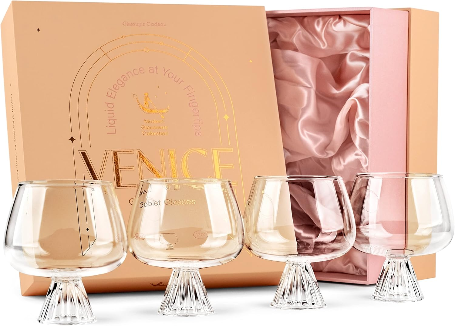 Venice Goblet Cocktail Glasses for Gin Tonic, Aperol Spritz,Sangria | Modern Glassware Collection | Set of 4 | 17 Oz Light Borosilicate Glass Balloons for Home Bar Drinks image number 1