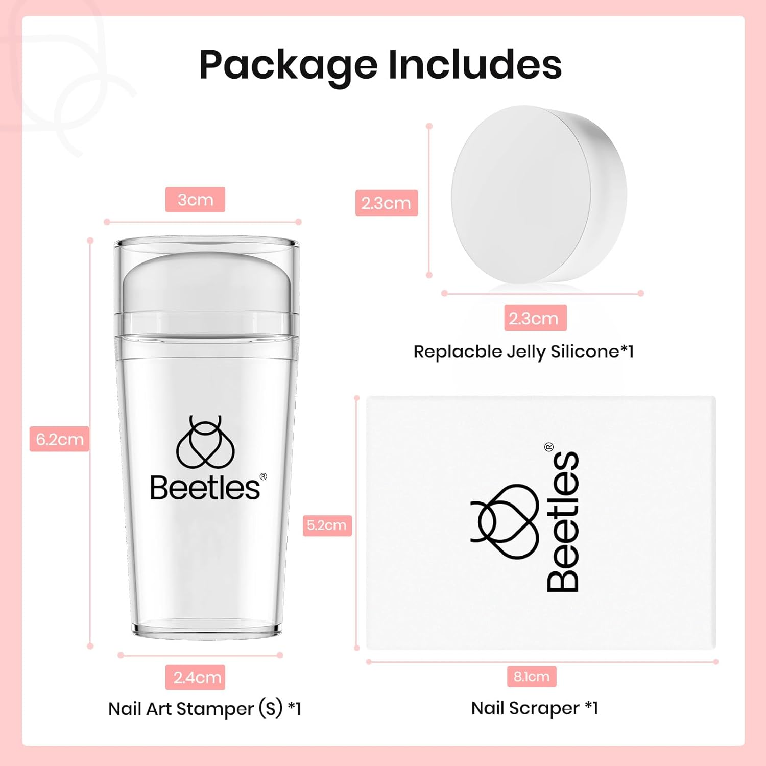 Beetles Nail Stamp 3Pcs Silicone French Tip Nail Stamp Kit with Replacement Nail Stamper Heads and Scrapers Soft Silicone Nail Printing Tool for Home Manicure Diy Nail Art Salon for Girls image number 5