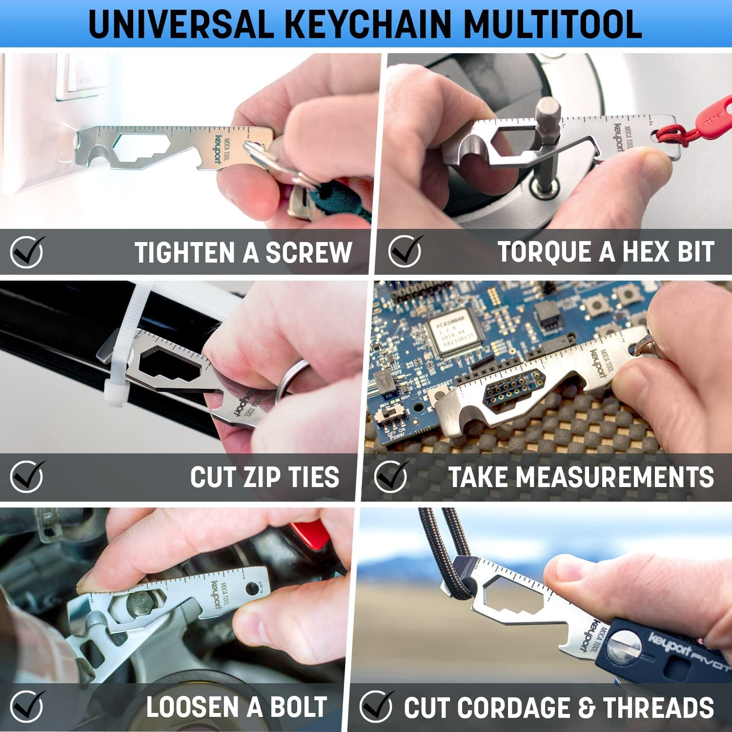 Keyport MOCA 10-In-1 Key Tool - Keychain Multi-Tool (Bottle Opener - Screwdriver - Cord Cutter - Box Opener - Scoring Tool - Hex Bit Driver - Wrench X 3 - Ruler) TSA Friendly, Keyport Pivot Compatible image number 6