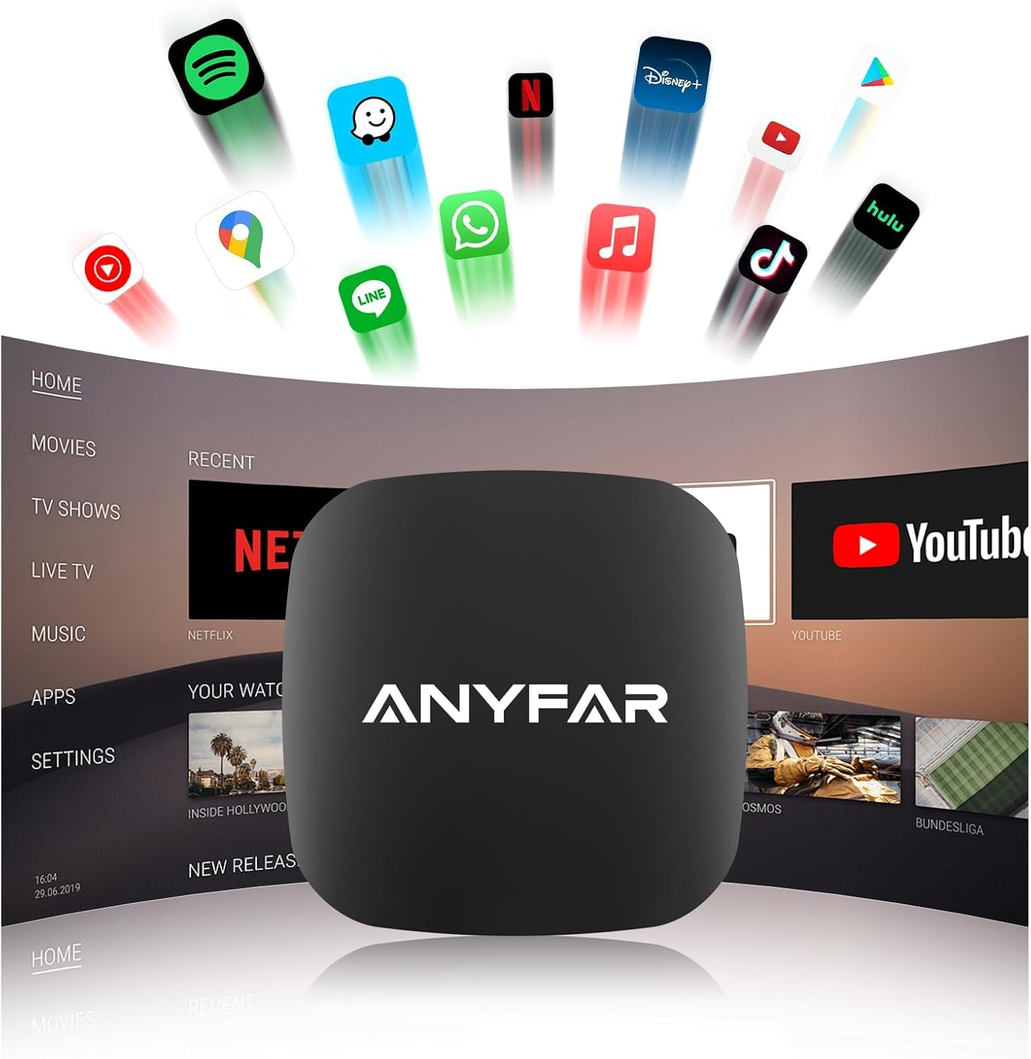 AI 7 Wireless Carplay Adapter Android Adapter, Car Magic Video Box Built-In Youtube Netflix Tiktok Disney Playstore, Supports TF Card & USB Drive, Usb/Type-C,Fits for Built-In Wired Carplay Car (32GB)