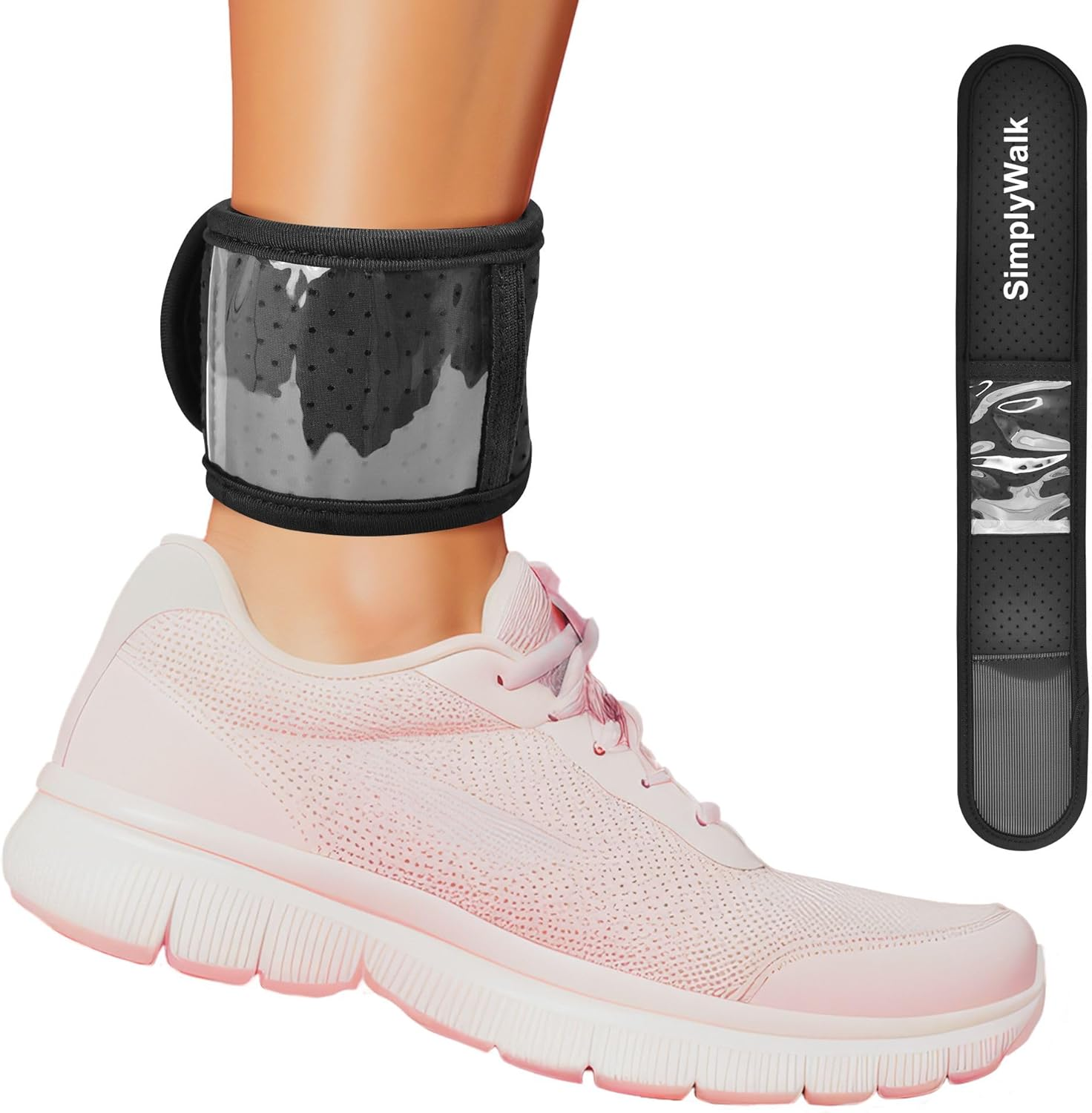 Adjustable Ankle Band for Fitness Pedometer, Soft Wear Ankle Band with Transparent Pouch for Step Counter (Steps Tracker Not Included) image number 3