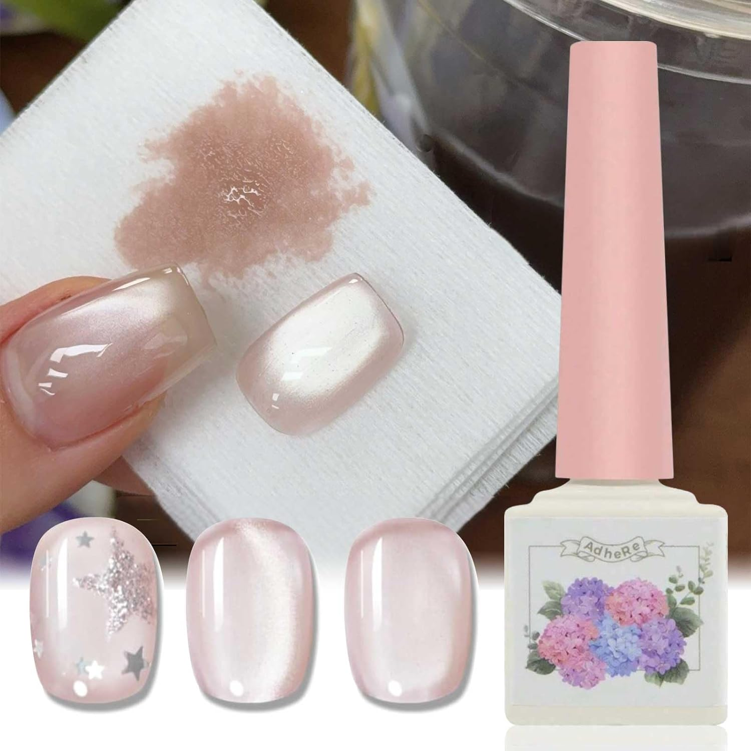 ADHERE Ukiyo Romance Series - 12Ml Cat Eye Gel Nail Polish 1Pc Holographic Magnetic Gel Polish, Soak Off, for Manicure Salon DIY at Home (Rose Maiden) - First Snowfall image number 2