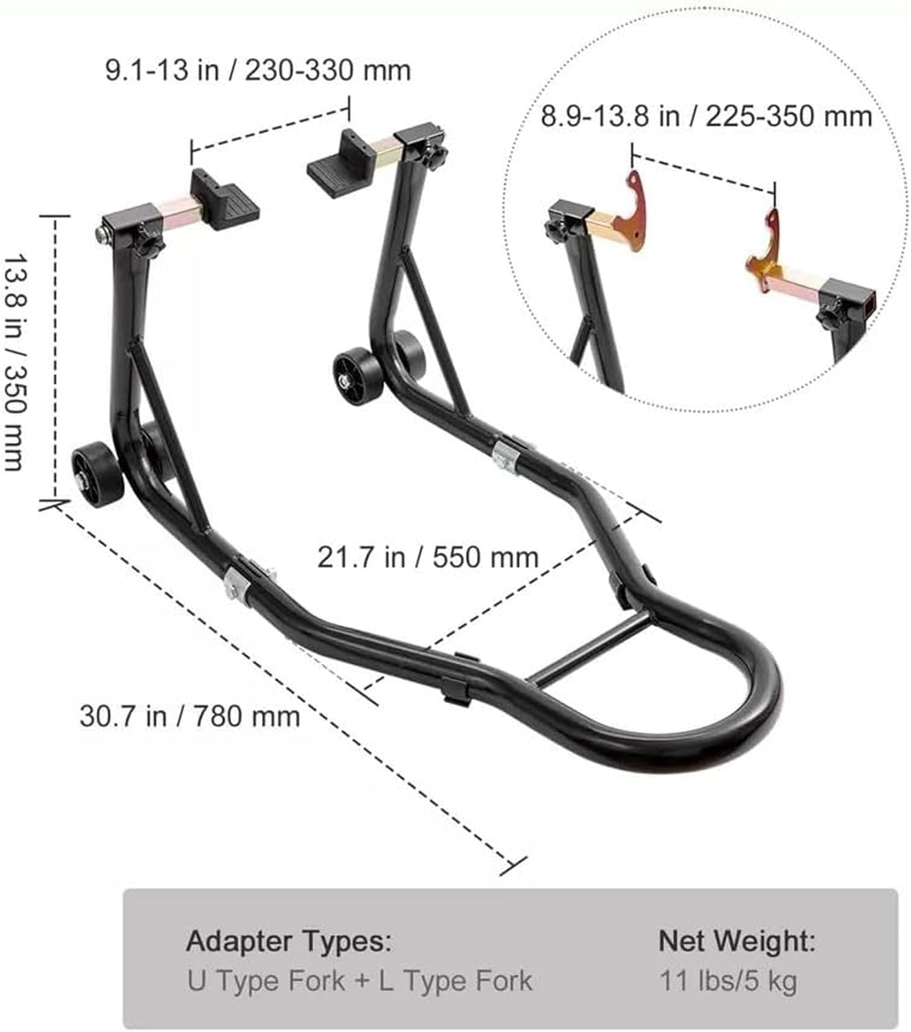 Motorcycle Stand Rear Wheel Lift, Swingarm Spool Paddock Stands for Yamaha Honda Kawasaki Suzuki Sport Bike, Black image number 5