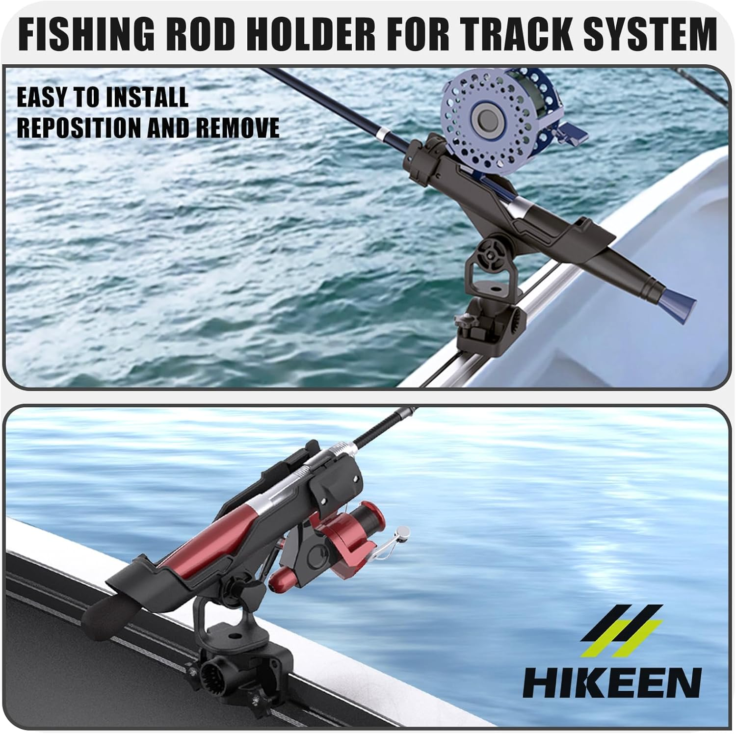 Hikeen Fishing Rod Holders for Boat, Fishing Boat Rod Holder with Combo Mount, 360 Degree Adjustable Fishing Pole Holders Fishing Rod Rack image number 4