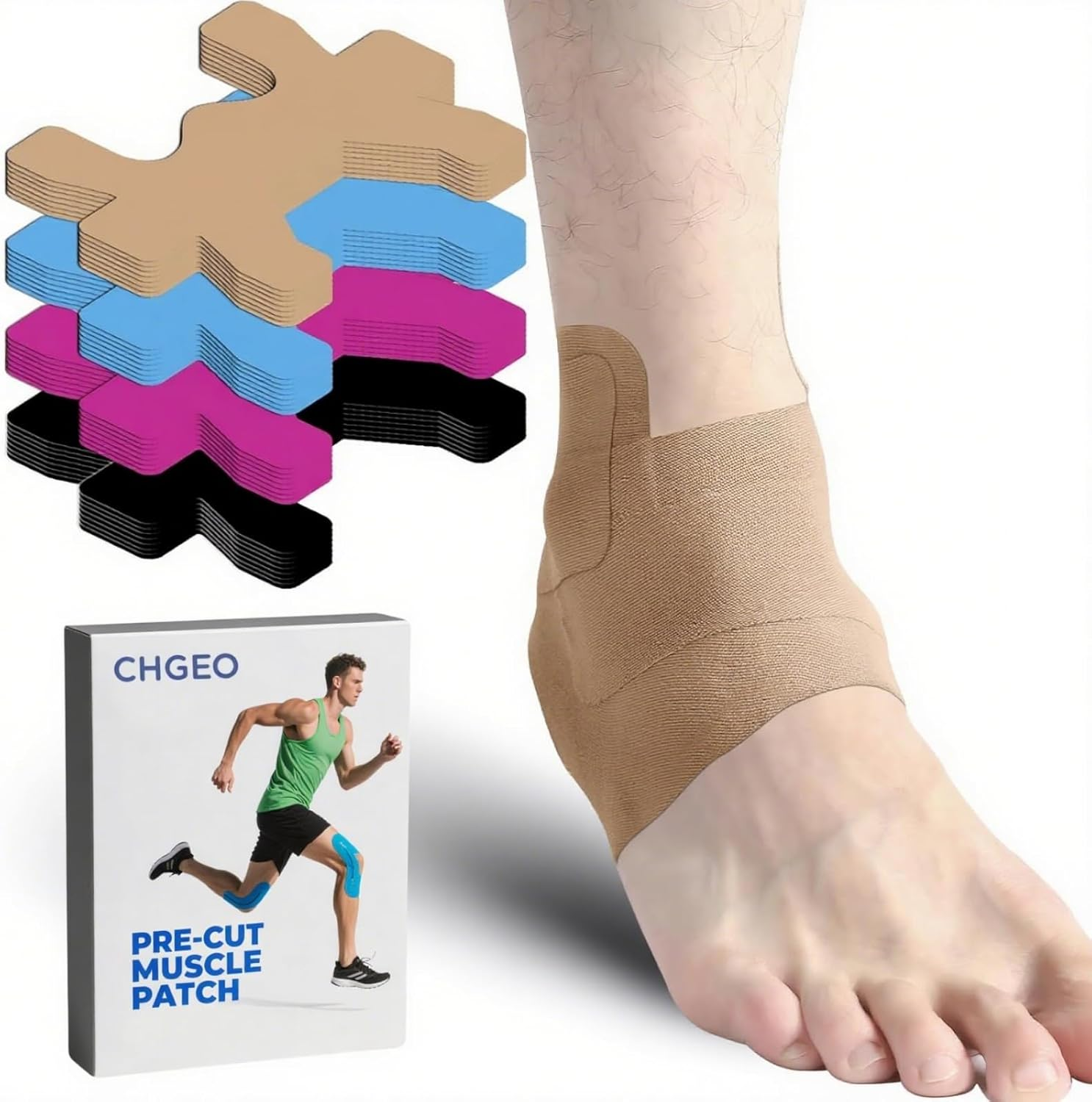 Kinesiology Tape for Shoulder & Knee Pain Relief - 12 Pack Precut Waterproof Athletic Tape, Breathable Elastic Support for Muscle, Joint, Sports Injury