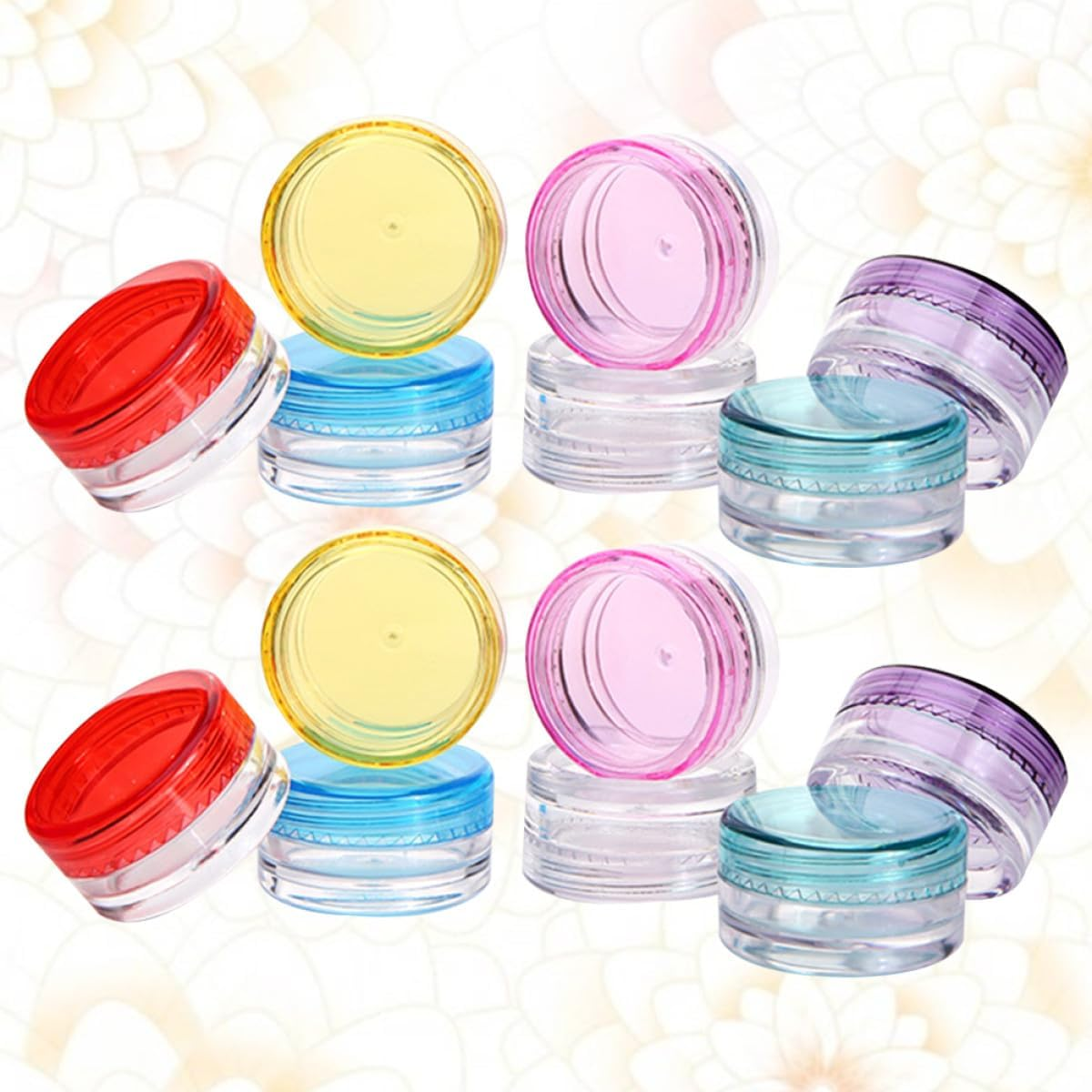 VINTORKY Plastic Cosmetics Jars round Pot Jars 56Pcs 5G Empty Plastic Dispenser Containers for Cream Storage Samples Mixed Colors for Personal Care Use