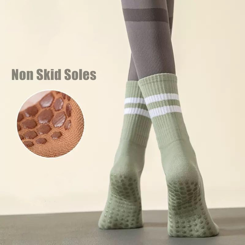 Grip Pilates Socks for Women Non Slip Yoga Socks Open Top Athletic Socks for Barre Ballet Barefoot Workout Hospital image number 4