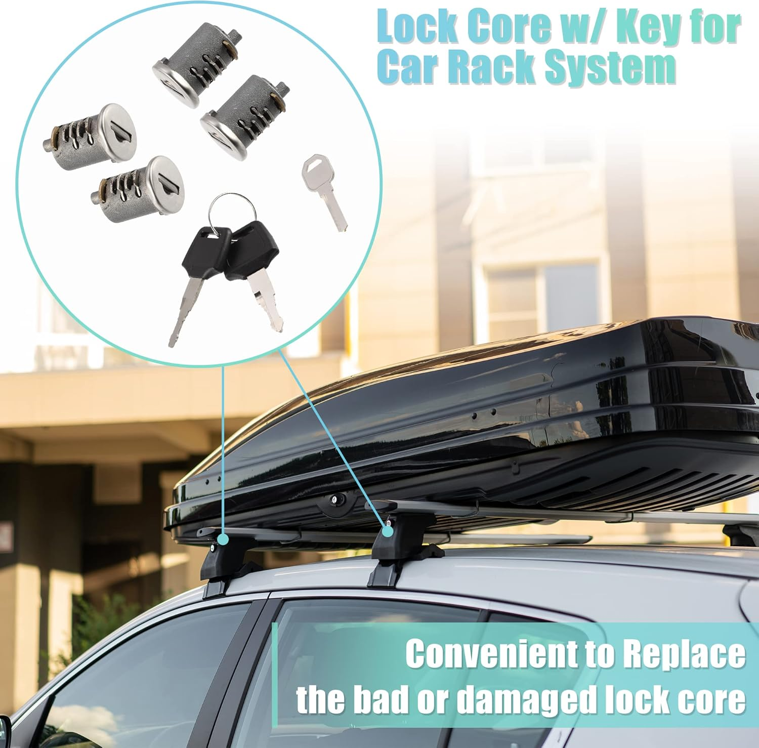 X AUTOHAUX 4 Pack Car Roof Rack Lock Cylinder Lock Core Replace for Yakima Car Rack System Components Metal Lockable Cylinders Core Lock Kit W/Lock Key and Control Key image number 4