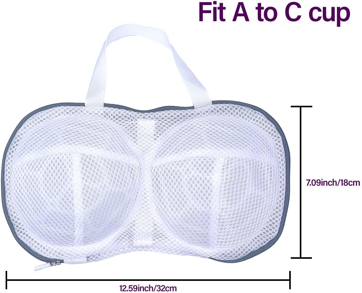 2PCS Bra Washing Bags for Laundry with Upgraded Large 3D Bracket Mesh, Lingerie Brassiere Wash Bags for Washing Machine, Underwear Storage Bag, Bra Organizer (Grey, a to C Cup) image number 5