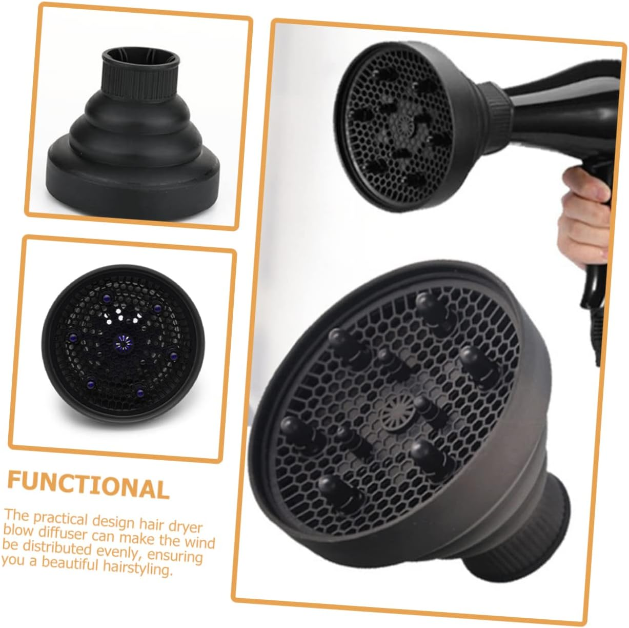 BATHVEVE Silicone Windshield Cover Hair Dryer Diffuser Attachment Hair Diffuser For image number 3