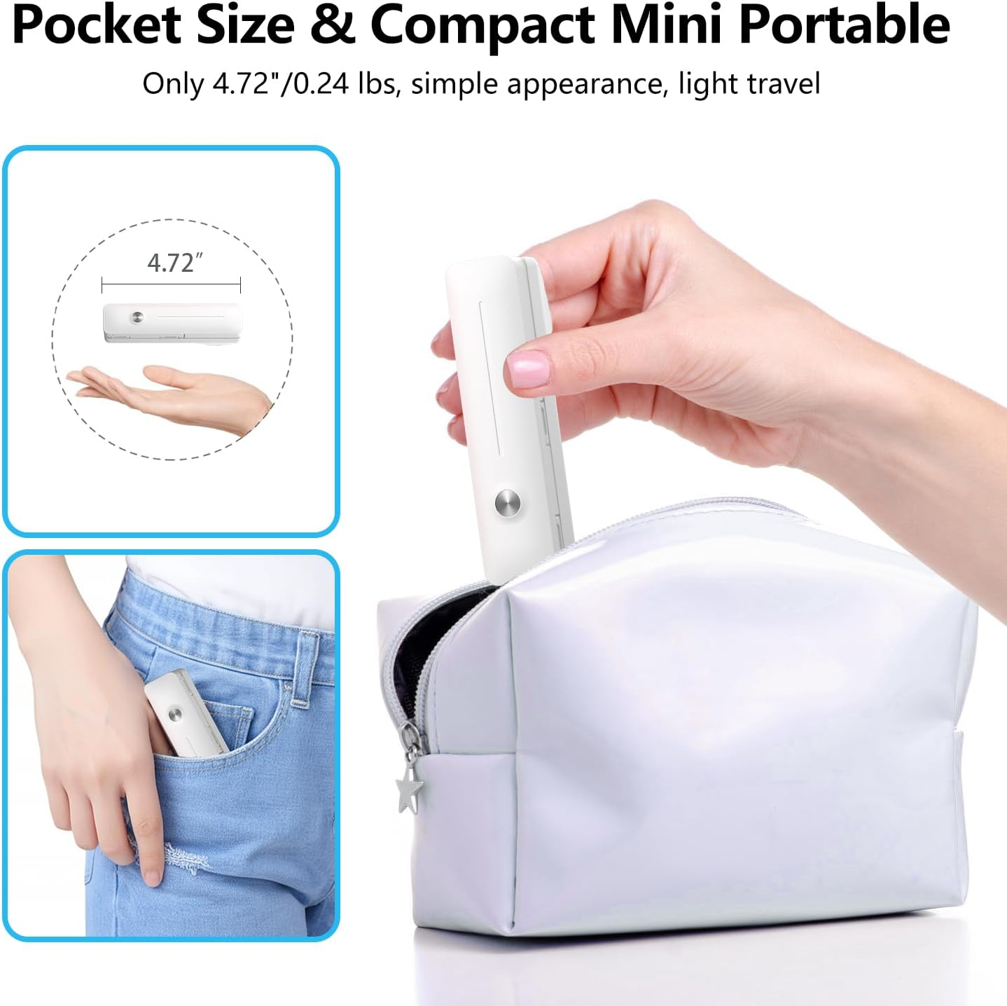 Yayusi Extendable Mini Selfie Stick for Iphone, Pocket Size Portable Selfie Stick with Remote, Compact Phone Selfie Sticks with Phone Holder for Content Creation/Vlog/Video Record/Live Stream (White) image number 3