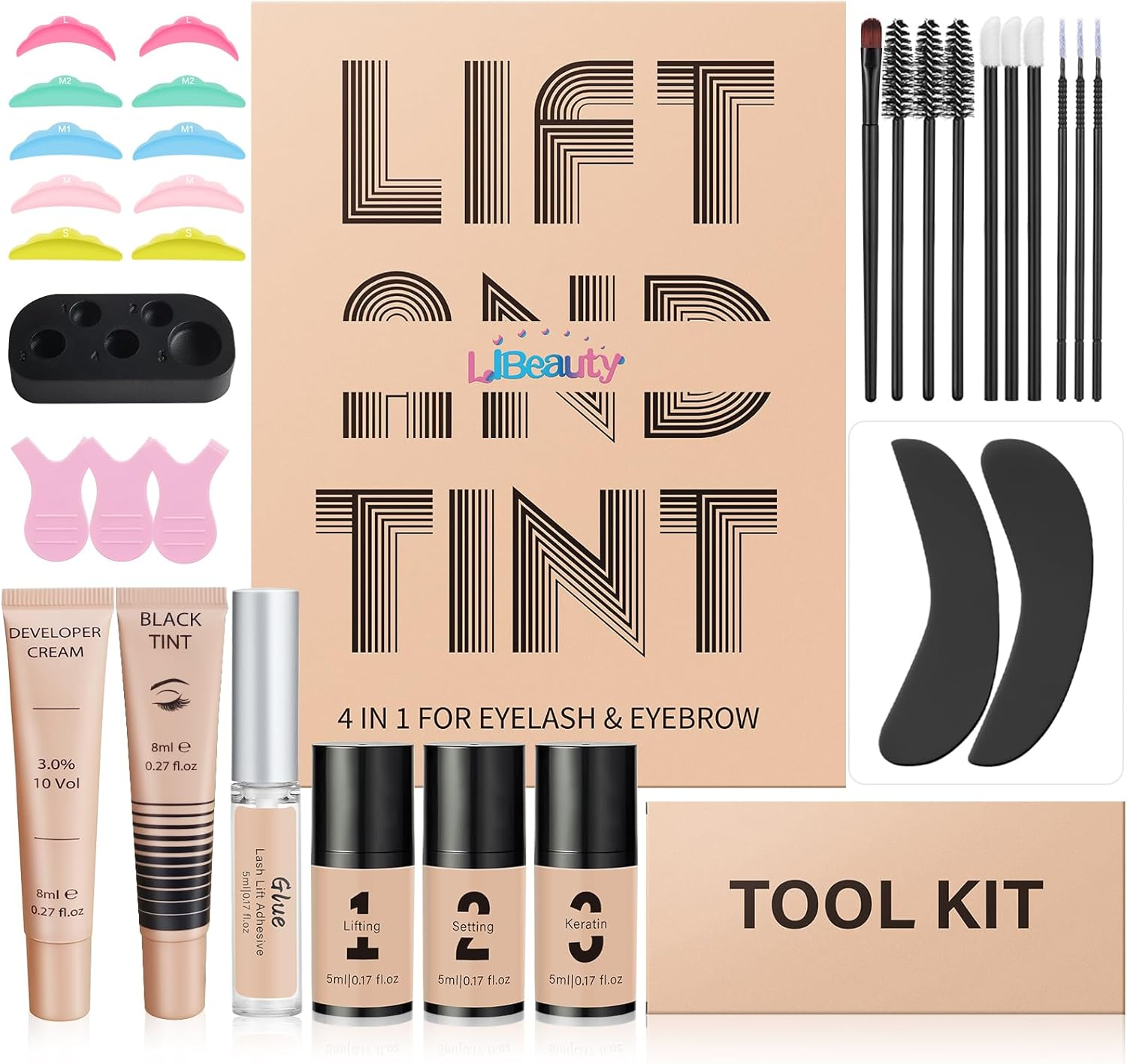 Libeauty Lash Lift Kit and Tint, Brow Lamination Kit Quick Curling Perming & Natural Black Coloring with Complete Tools DIY at Home and Popular with Salons image number 4