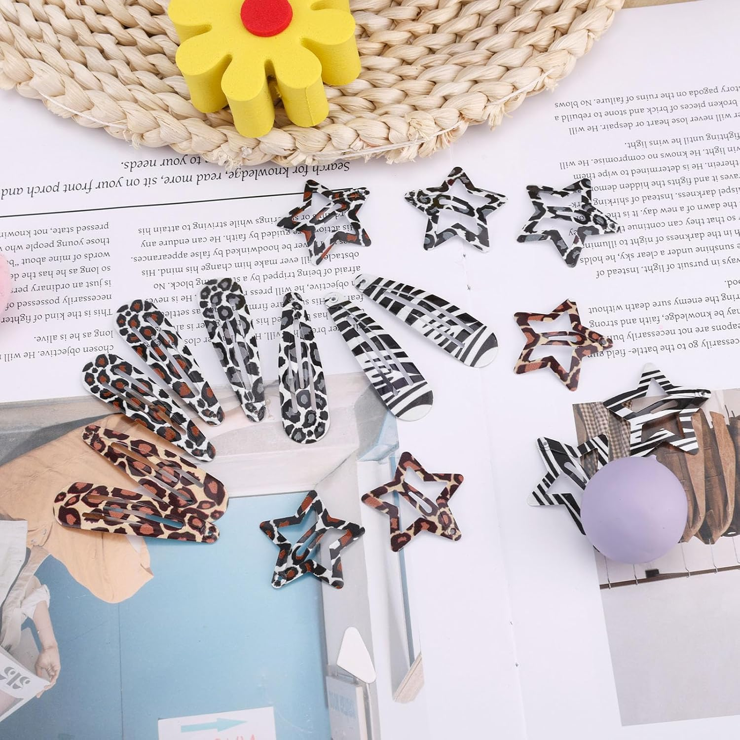 16Pcs Leopard Hair Clip for Woman, Metal Snap Barrettes Non-Slip Y2K Accessories for Thick & Thin Hair (Style 2) image number 6