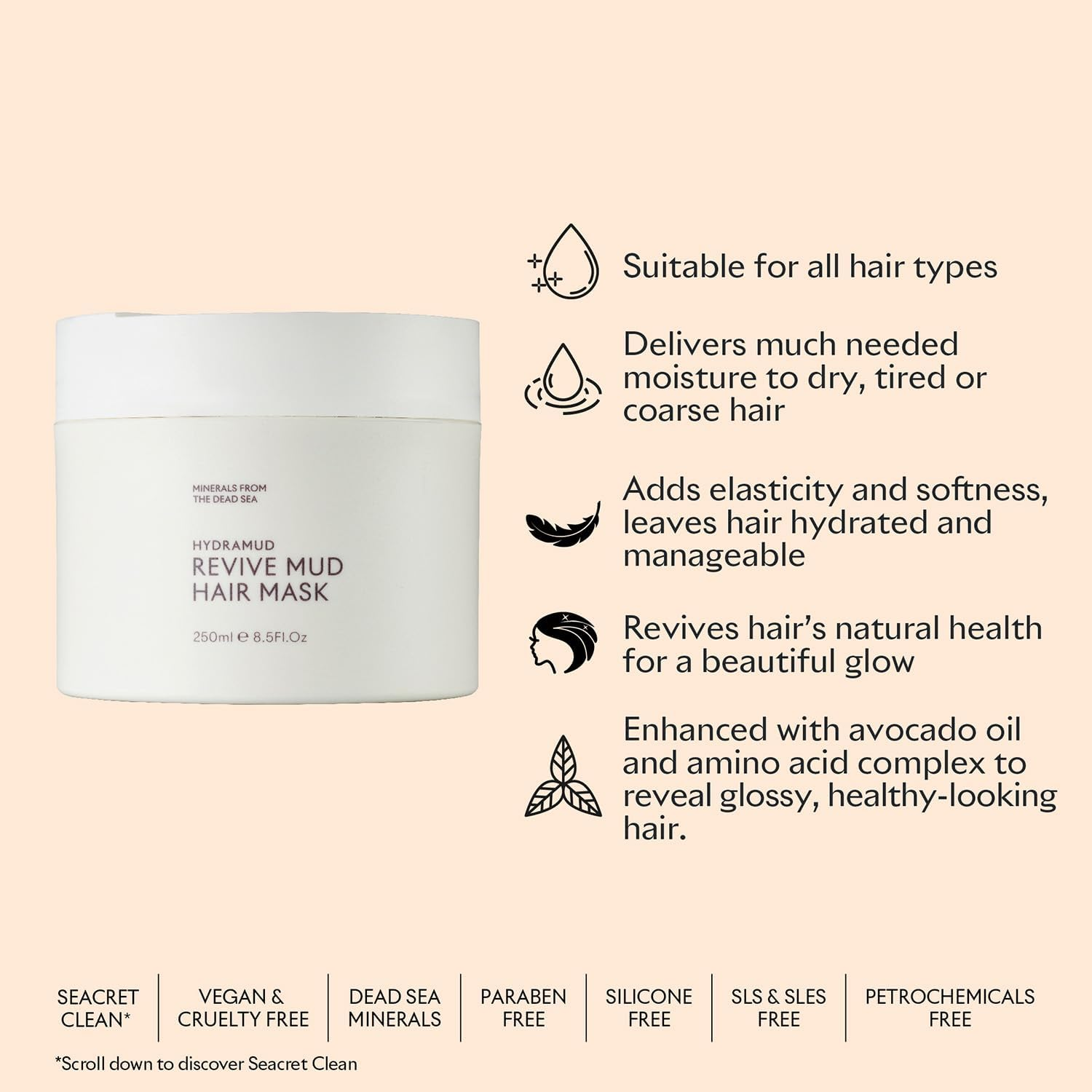 Seacret Mineral-Rich Reviving Mud Hair Mask 8.5 Oz image number 1