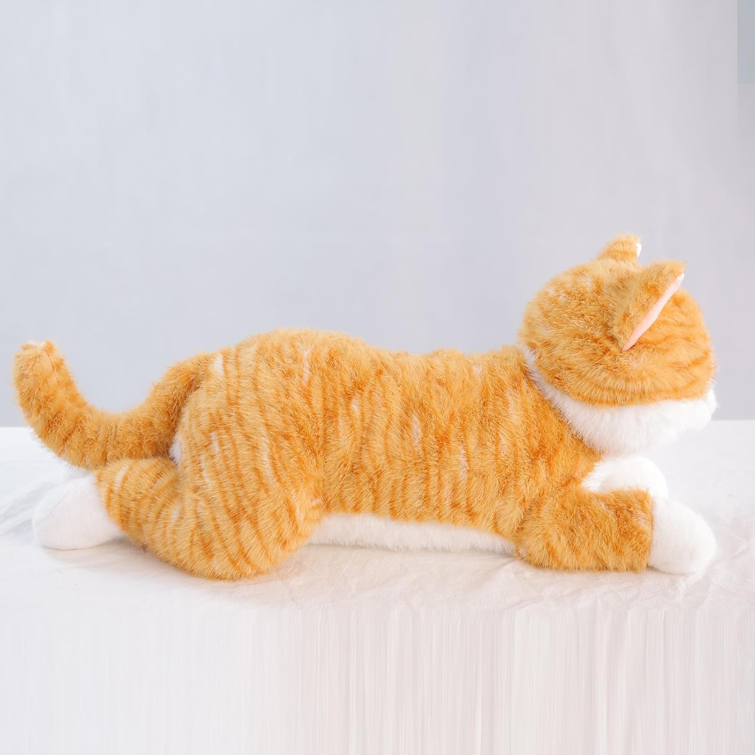 Weighted Toy Stuffed Animal 45CM 0.9KG, Realistic Weighted Stuffed Cat Plush Toy Throw Pillow, Orange Weighted Stuffed Animals for Kids and Adults image number 3