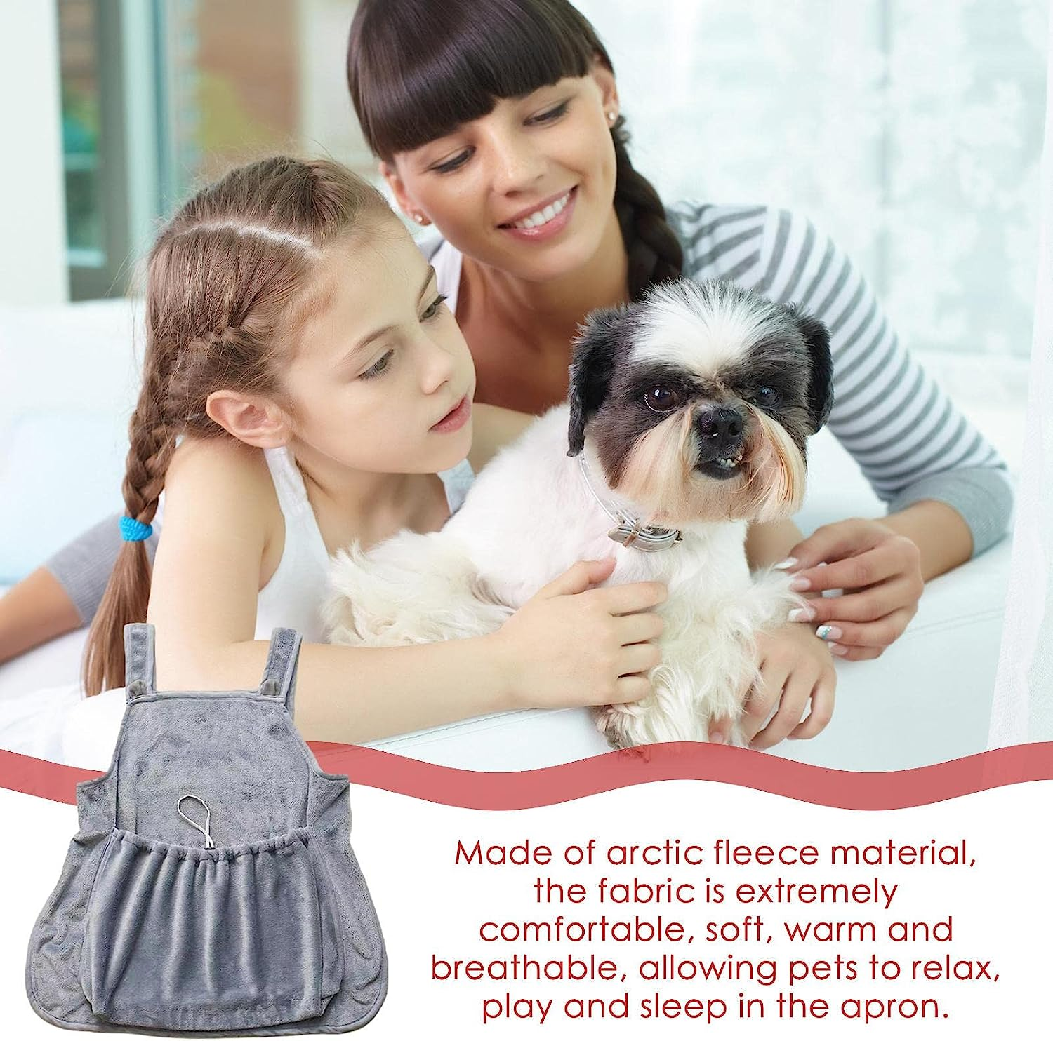 Cat Carrying Apron,Small Dog Cat Carrier Chest Soft with Pocket | Hands Shoulder Carry Soft Breathable Pet Apron for Indoors,