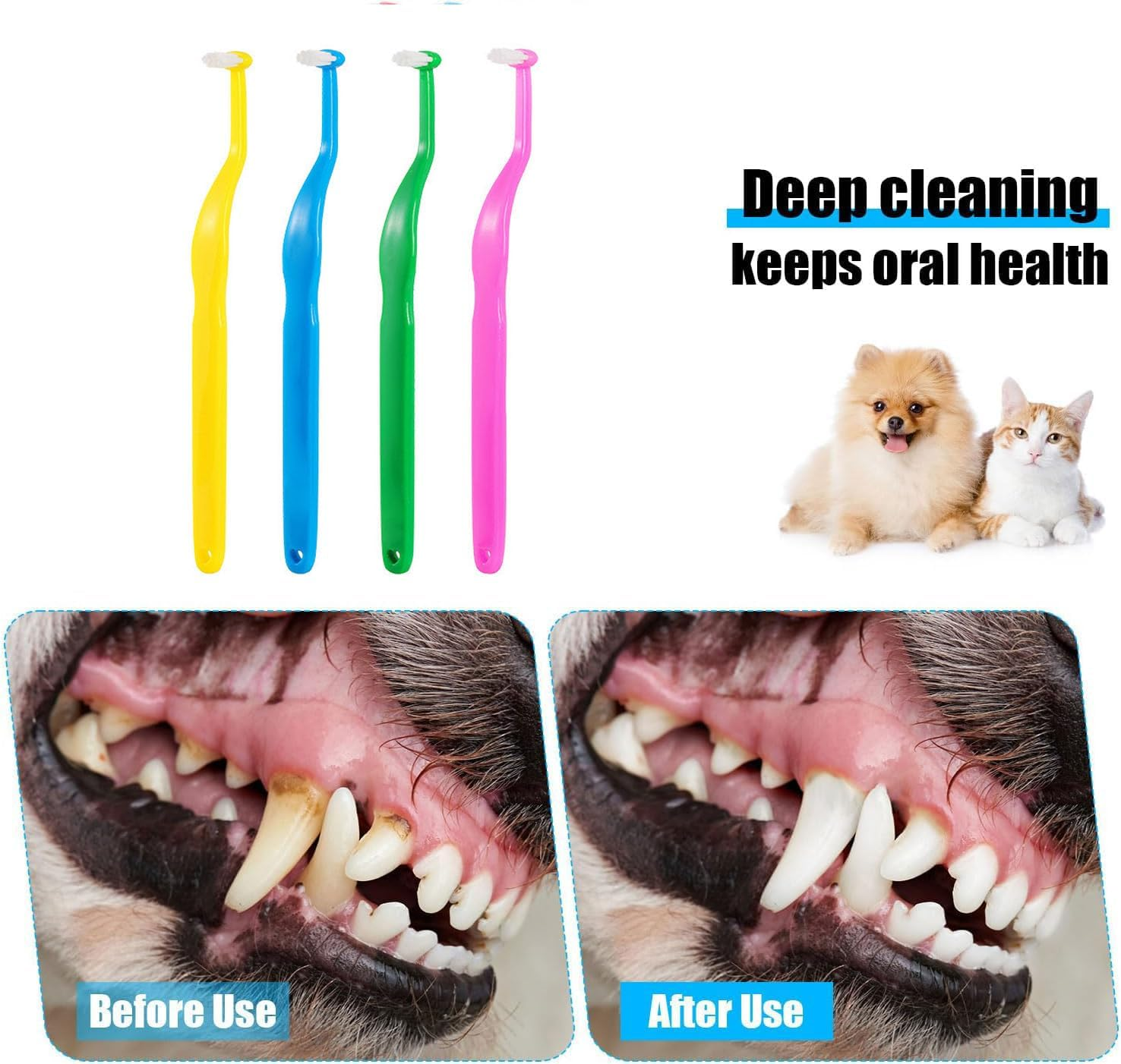 4PCS Small Dog & Cat Toothbrush Kit &ndash; Micro Head, Soft Bristles for Tiny Pets, Deep Dental Cleaning for Puppies, Kittens, Chihuahuas & More | Gentle Curved Neck Design image number 2