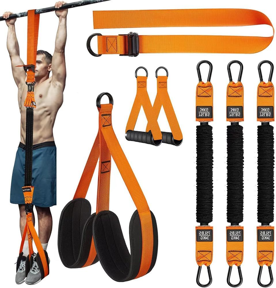 SHENMAIDAY Pull-Up Assist Straps Set 225Lbs, 3 Pull-Up Assist Straps Adjustable with Fabric Foot/Knee Support, Heavy Duty Anti-Break Pull-Up Assist Straps for Body Extension Strength Training