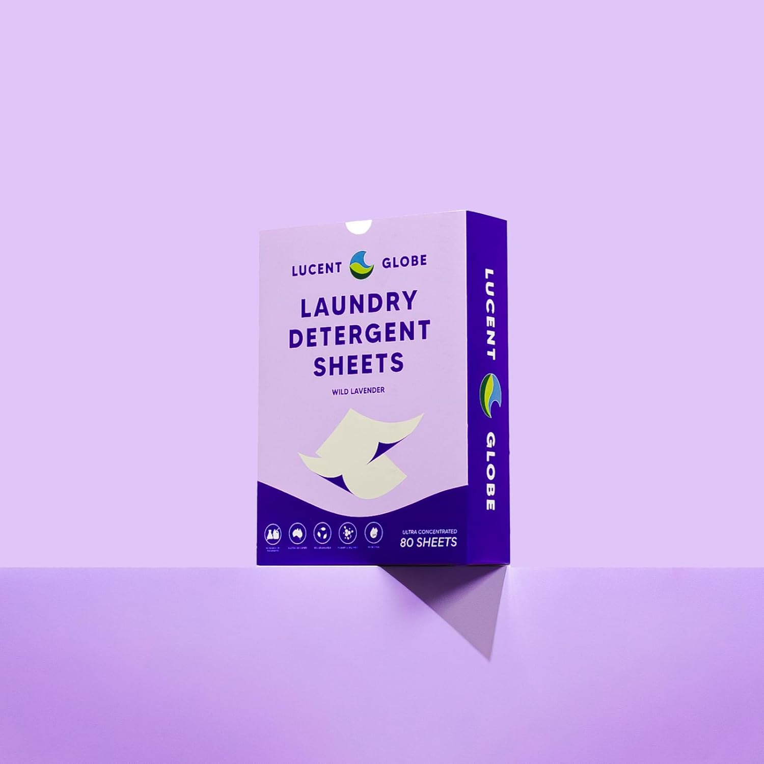 Lucent Globe Laundry Detergent Sheets &ndash; Lavender Scent &ndash; 80 Count &ndash; Eco-Friendly, Plastic-Free, Pre-Measured, Zero Mess &ndash; Limited Edition Laundry Sheets for All Machines image number 4