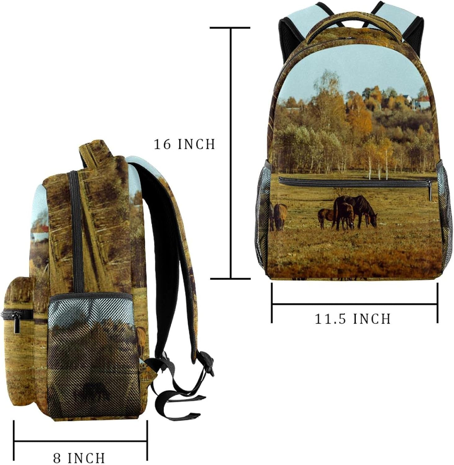 Horse Walking Backpack Students Shoulder Bags Travel Bag College School Tote Backpacks