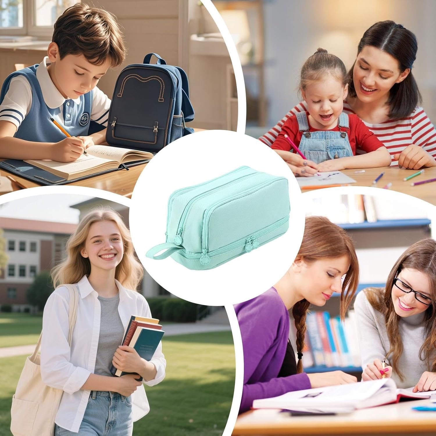 Big Capacity Pencil Case | School Large Pencil Bag Pen Pouch | Pen Bag Holder with 4 Compartments for Stationery Supplies Marker School Office Classroom College Kids Adults image number 5