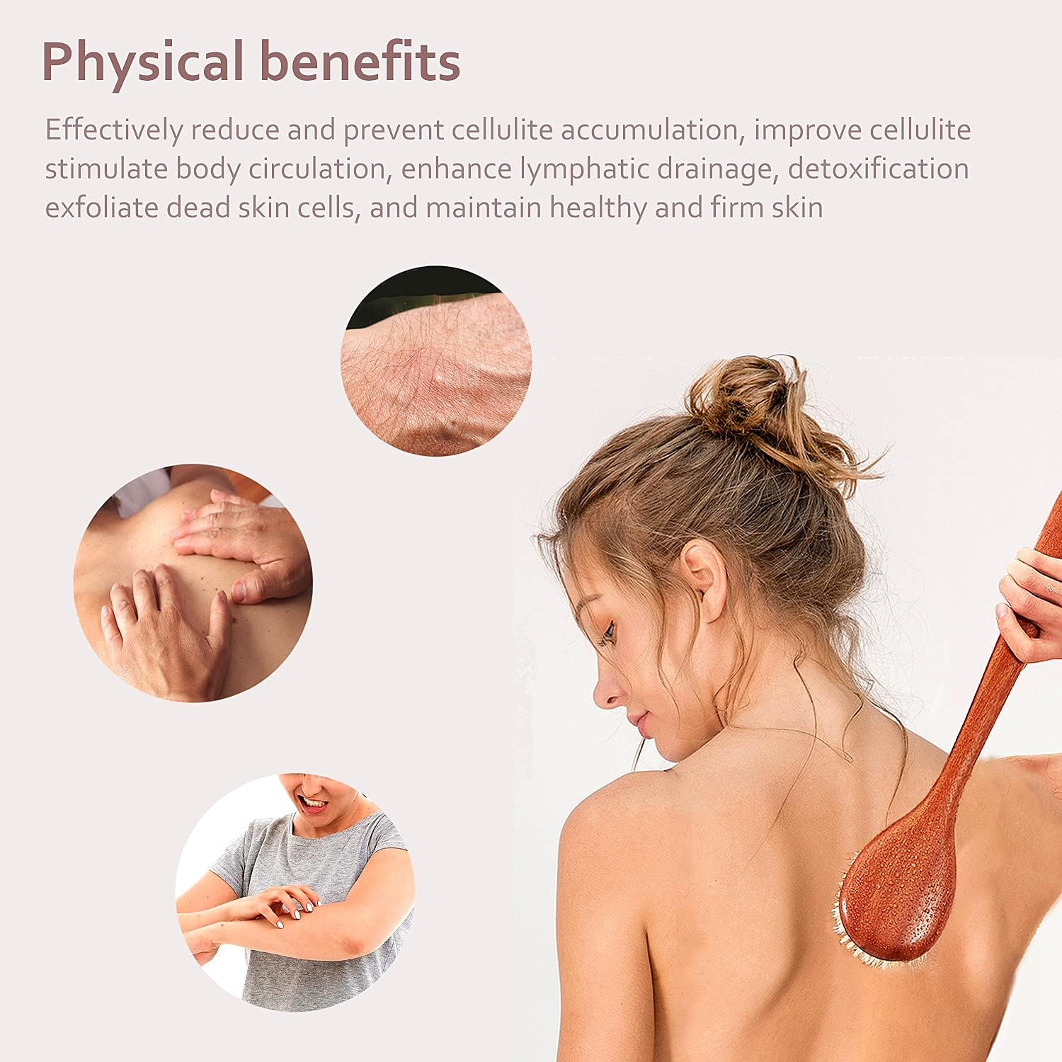 Focused on the Bathing Experience with Dry Brushing Body Brush, Long Wooden Handle with Back Scrubber ,Shower Brush for Exfoliator Skin and Remove Dead Skin Cells,For Advanced Users Dry Body Brush image number 3