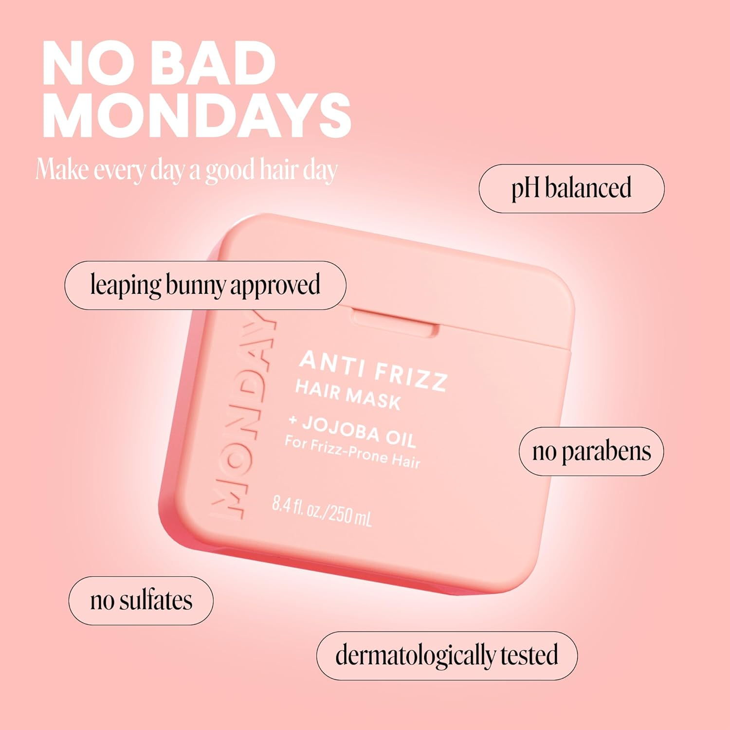 MONDAY HAIRCARE Anti-Frizz Hair Mask 250Ml &ndash; Treatment for Coarse and Frizz-Prone Hair with Softening Ingredients Jojoba Oil, Shea Butter and Coconut Oil image number 1