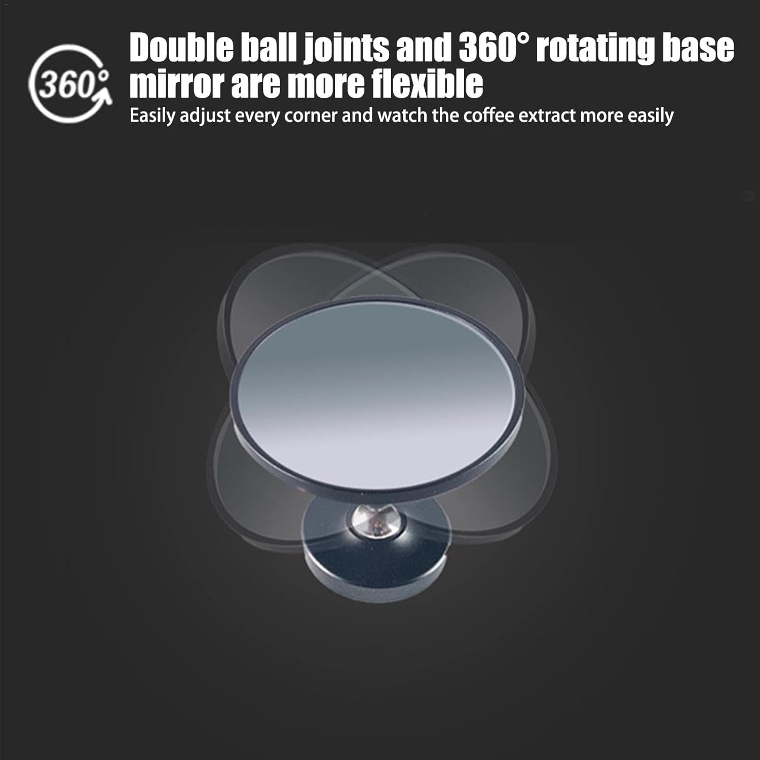 Espresso Reflective Mirrorr - 360&deg; Rotation Shot Mirrorr Magnetic to Monitor Shots | Resilient Espresso Lens Mirrorr | Removable Magnetic Tea Extraction Mirrorr for Cafe Bar, Restaurant, Home - Black image number 7