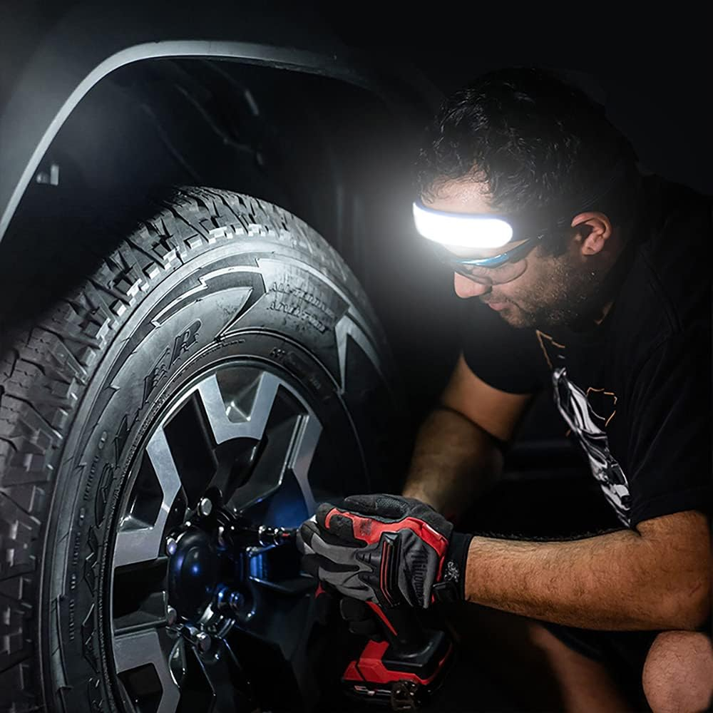 LETOUR Head Torch Rechargeable, 5000Mah LED Headlight, Ultra-Wide-Angle 230&deg; Lighting Headlamps 90&deg;Adjustable COB Hardhat Light, IPX6 Waterproof 2000Lumens Headtorch for Camping, Hiking, Jogging image number 3