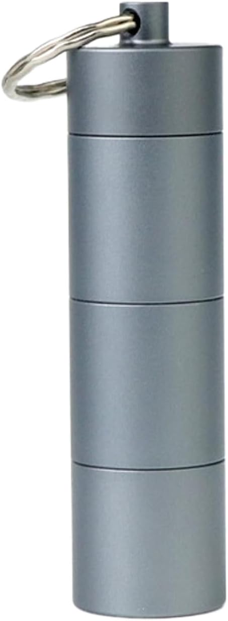 Keychain Pill Organizer, Waterproof Pill Holder 3 Compartments Detachable, Small Portable Pill Case for Travel Pocket Purse, Aluminium Alloy Pill Container, EDC Pill Fob for Outdoor/Daily/Emergency (Grey)