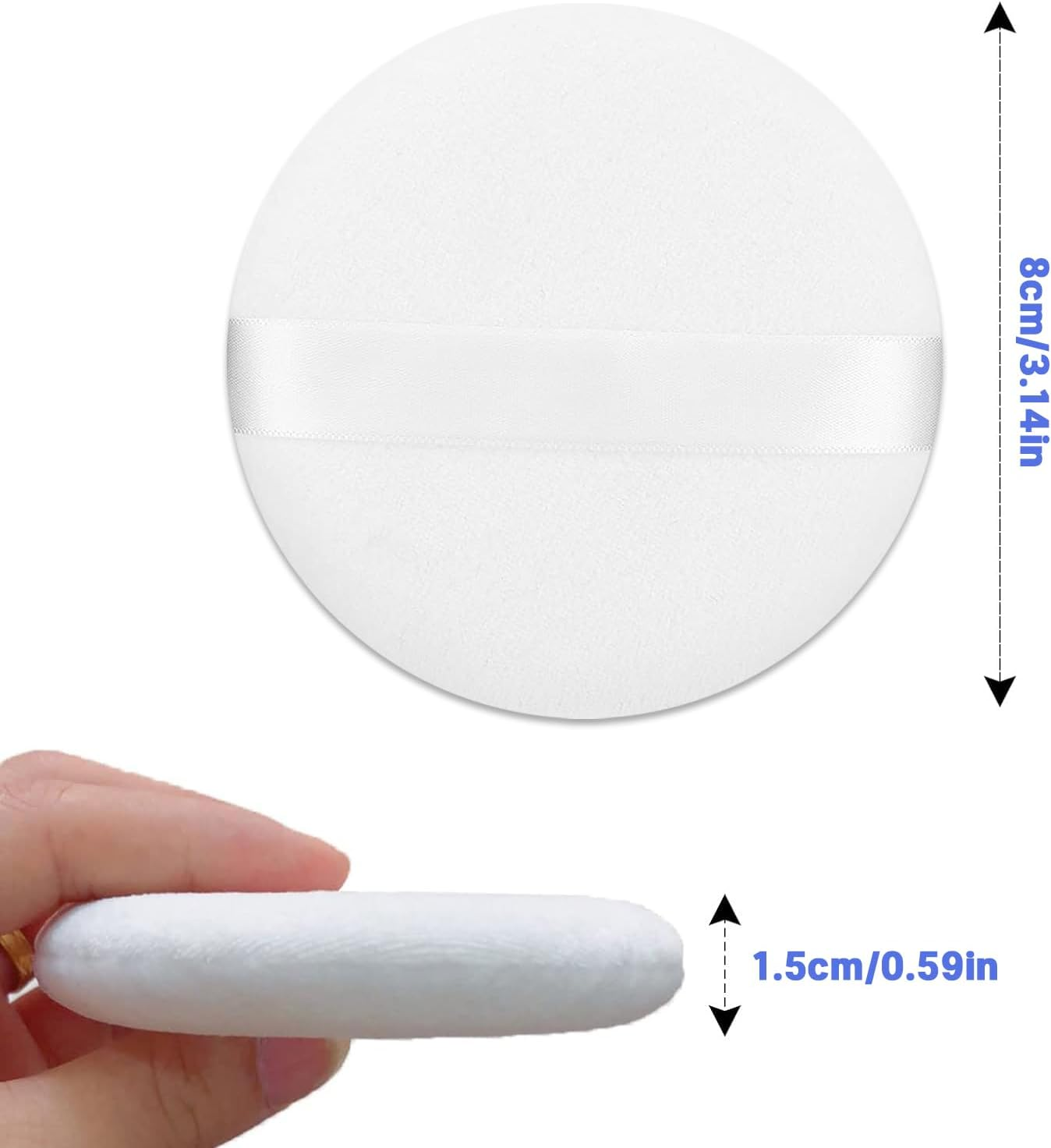 2 Pcs Powder Puff,3.14 Inch Powder Puffs for Body Powder Face Loose Powder Large(White)