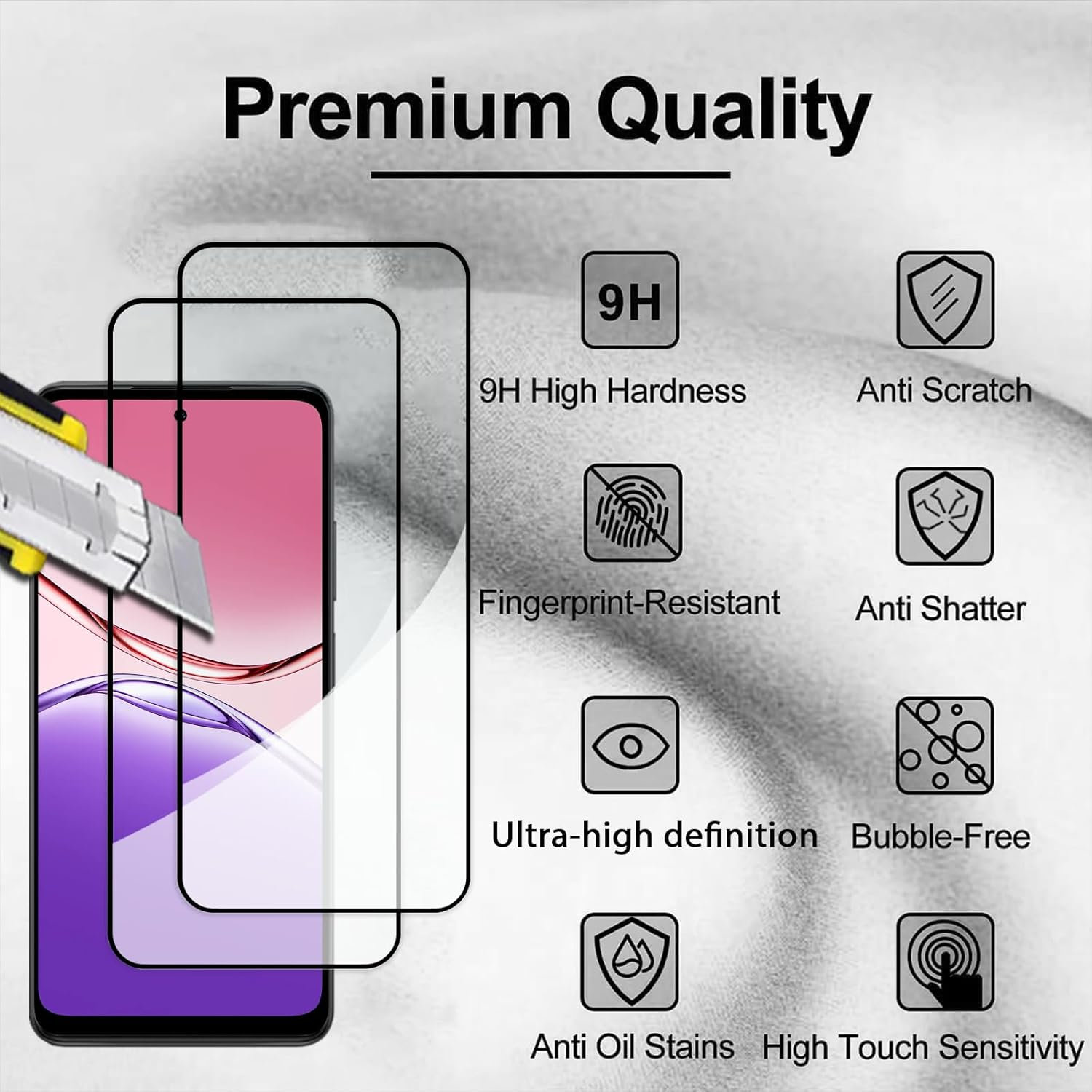 USTIYA 2-Pack Screen Protector + Case for Oppo A5X 4G/5G Protection Tempered Glass Film, HD Clear Cover image number 1