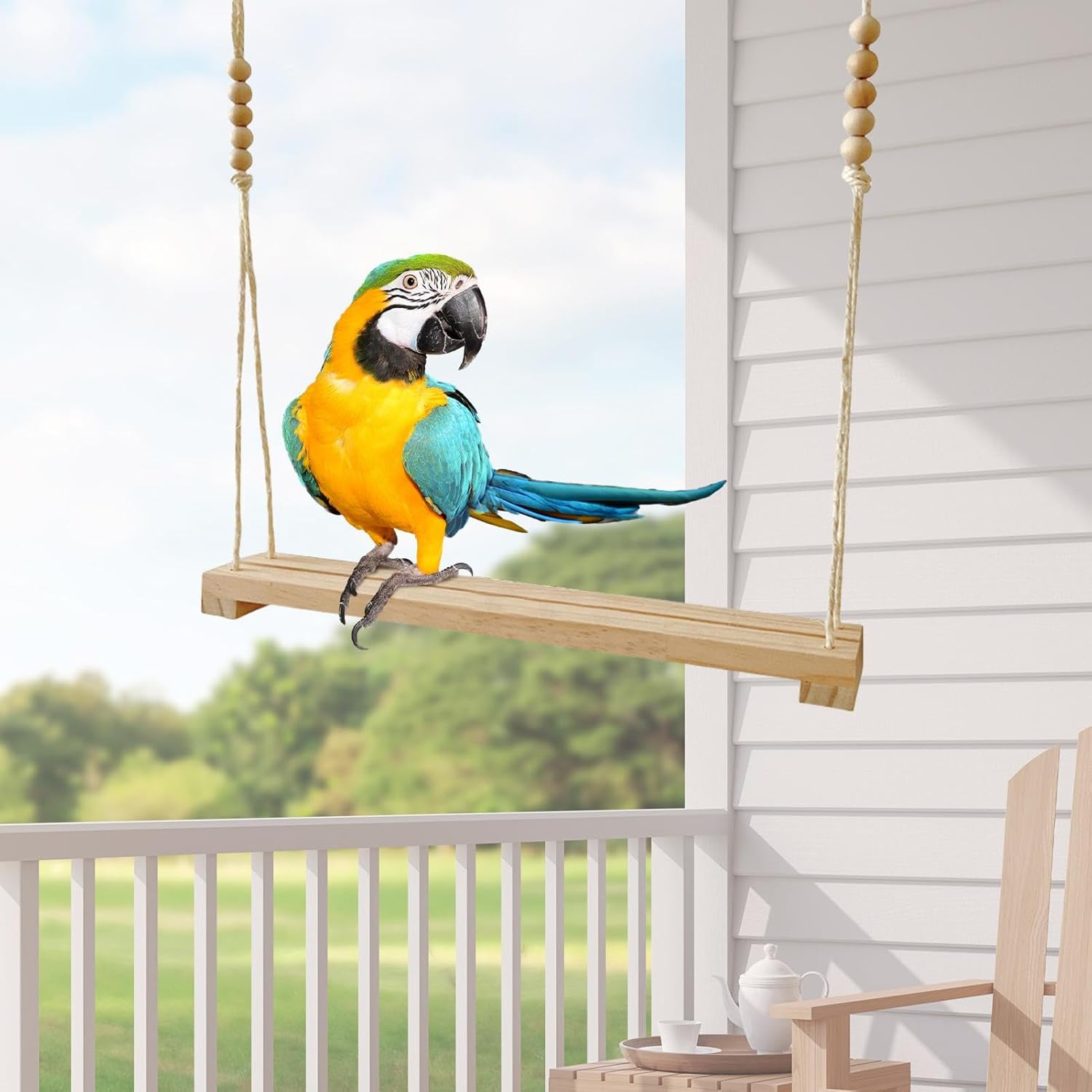 Chicken Swing, Poultry Run Swing, Wooden Chicken Wood Stands, Chicken Perch Ladder for Chickens Rooster Poultry Parrots image number 4