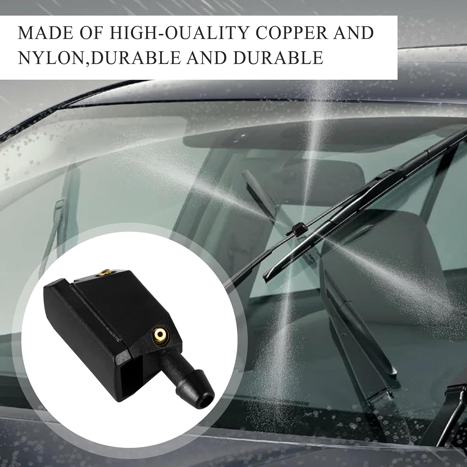 Universal Car Windshield Washer Nozzles, 4-Hole Design, 8-9Mm Wiper Arm Compatible, Adjustable Jets (2)