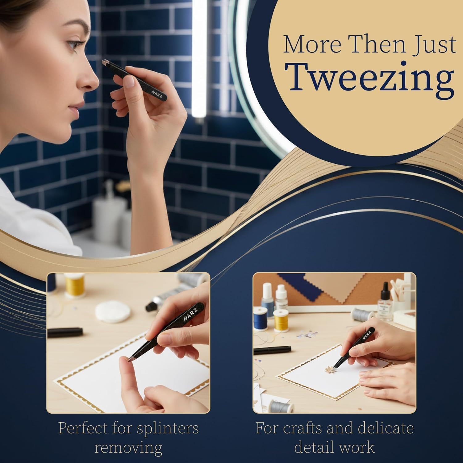 4Pcs Professional Tweezer for Facial Hair Women & Men Stainless Steel Precision Tweezers for Ingrown Hair Tweezers for Men & Women (Shiny Black) image number 5