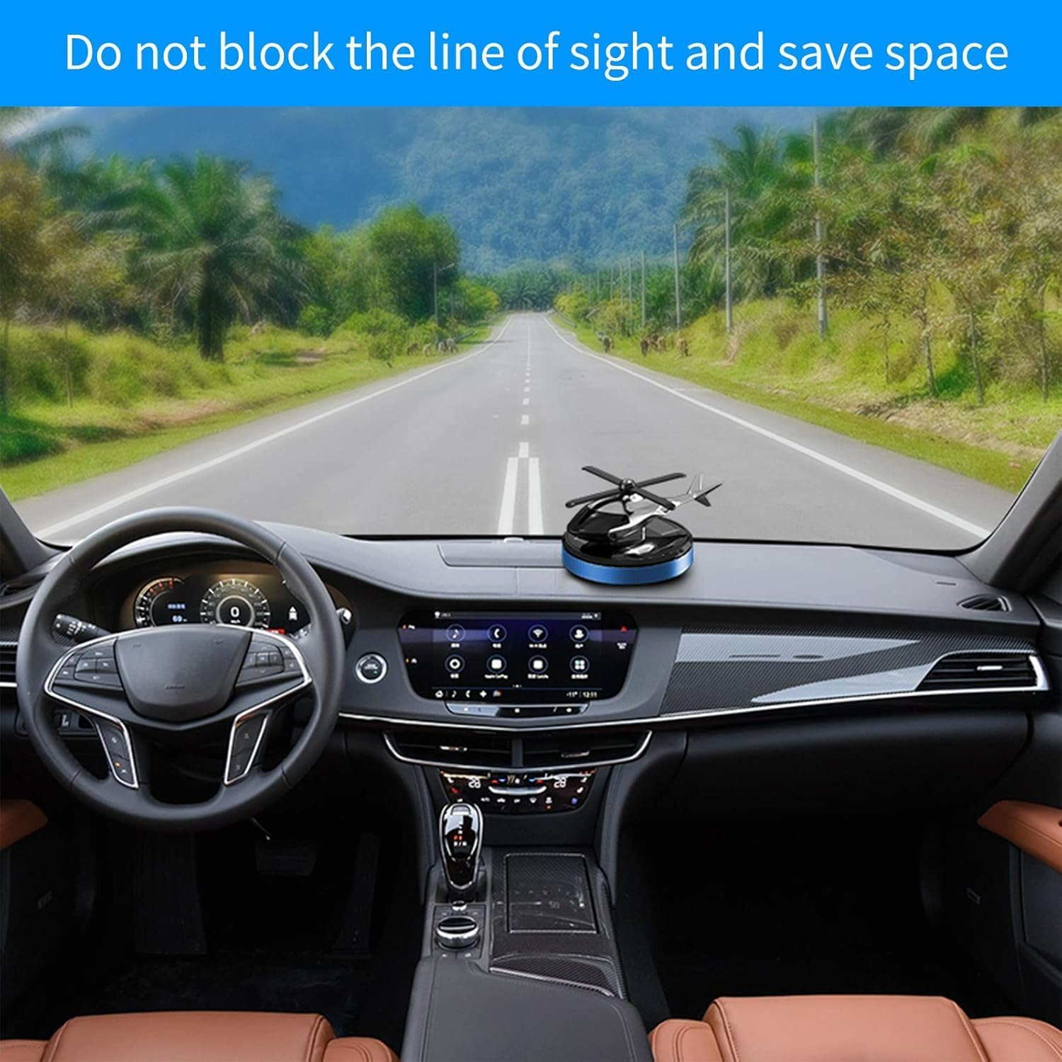 Helicopter Shape Car Air Freshener & Aromatherapy Diffuser - Rotating Car Perfume Diffuser for Dashboard, Perfect Car Ornament for Sedan, SUV, RV, Truck - Long-Lasting Freshener(Blue) - Gold image number 7