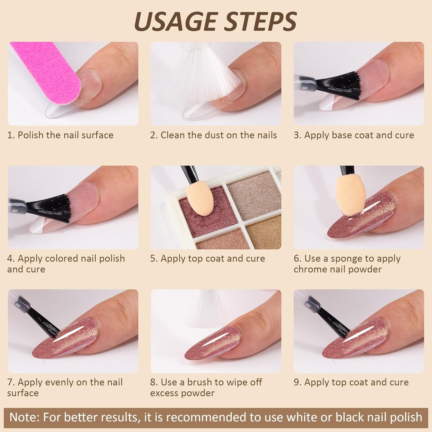 6 Grid Chrome Nail Powder Holographic Nail Powder Metallic Mirror Effect Pigment Pulver Solid Fingernail Dyestuff Multicolor Palette Aurora Dust for Gel Agnail Art Decoration Resin Craft Gifts image number 6