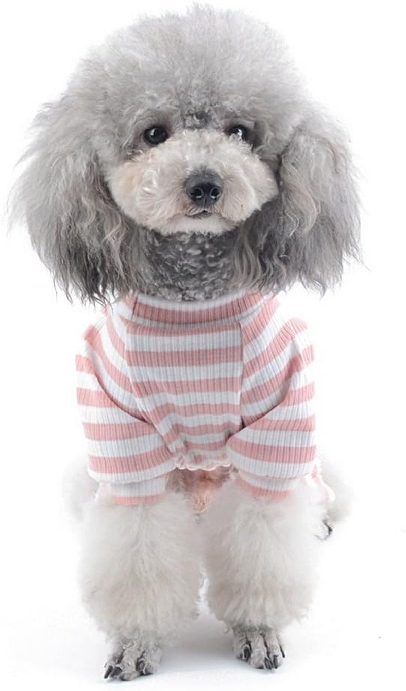 SELMAI Pet Shirt for Yorkshire Terrier Colourful Stripes Soft Cotton Breathable Pyjamas Large Cat Clothes Sleepwear Outfit Easy Slip on Pink S image number 6