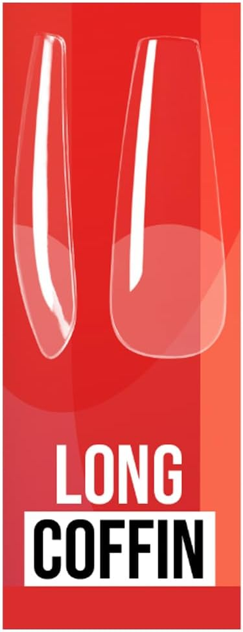 IBD Soft Gel Tips Long Coffin - 504 Pieces, 12 Sizes - Made in USA - Transparent Nail Tips - Soft Gel Tips for Nail Extension - Long Coffin Shape image number 2