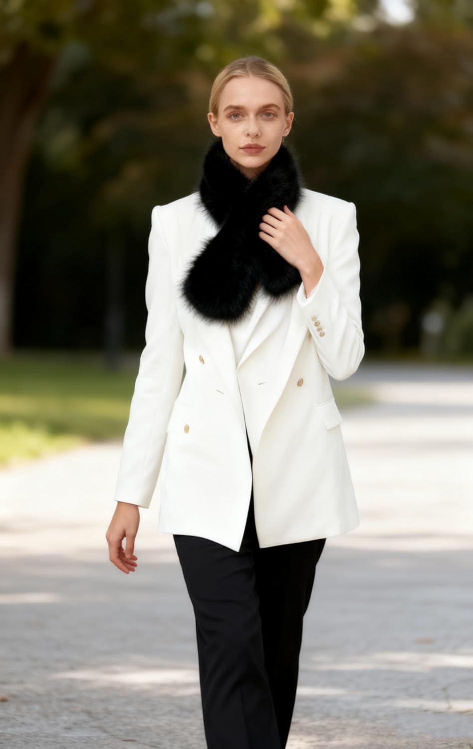 Lina & Lily Women'S Winter Pull-Through Neck Scarf Long Pile Faux Fur image number 4